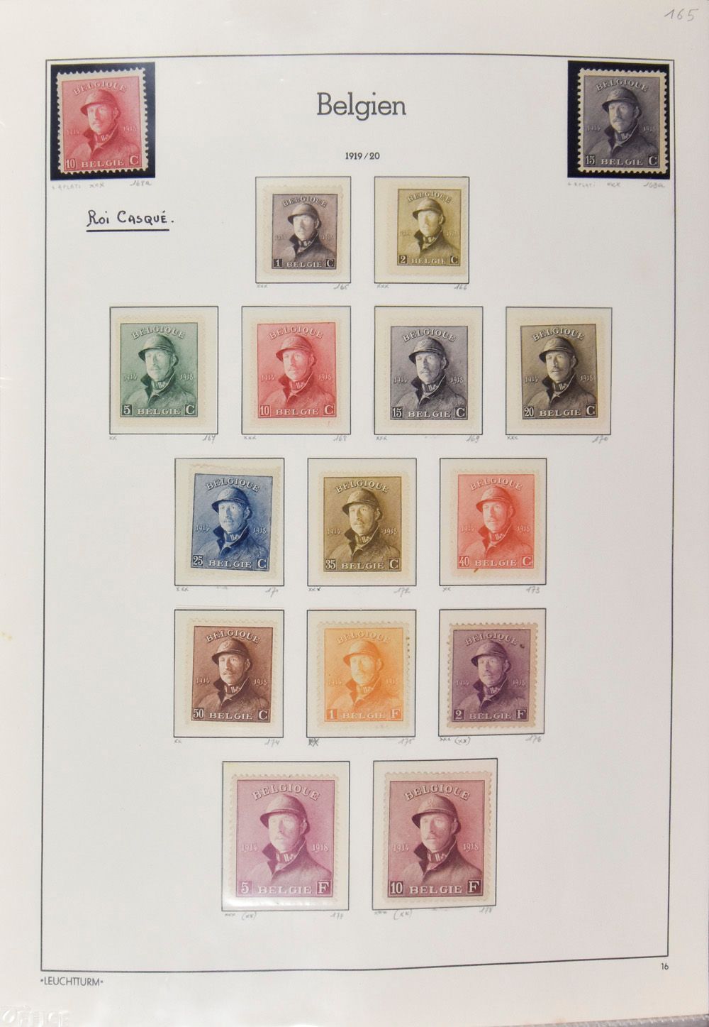 1918/1932 Verzameling op bladen in ringklasseur, waarbij veel beter materiaal doch in zeer gemengde kwaliteit, met reeksen, losse waarden pubs, TX, TG, SP, dienst, LP, m/ntz
