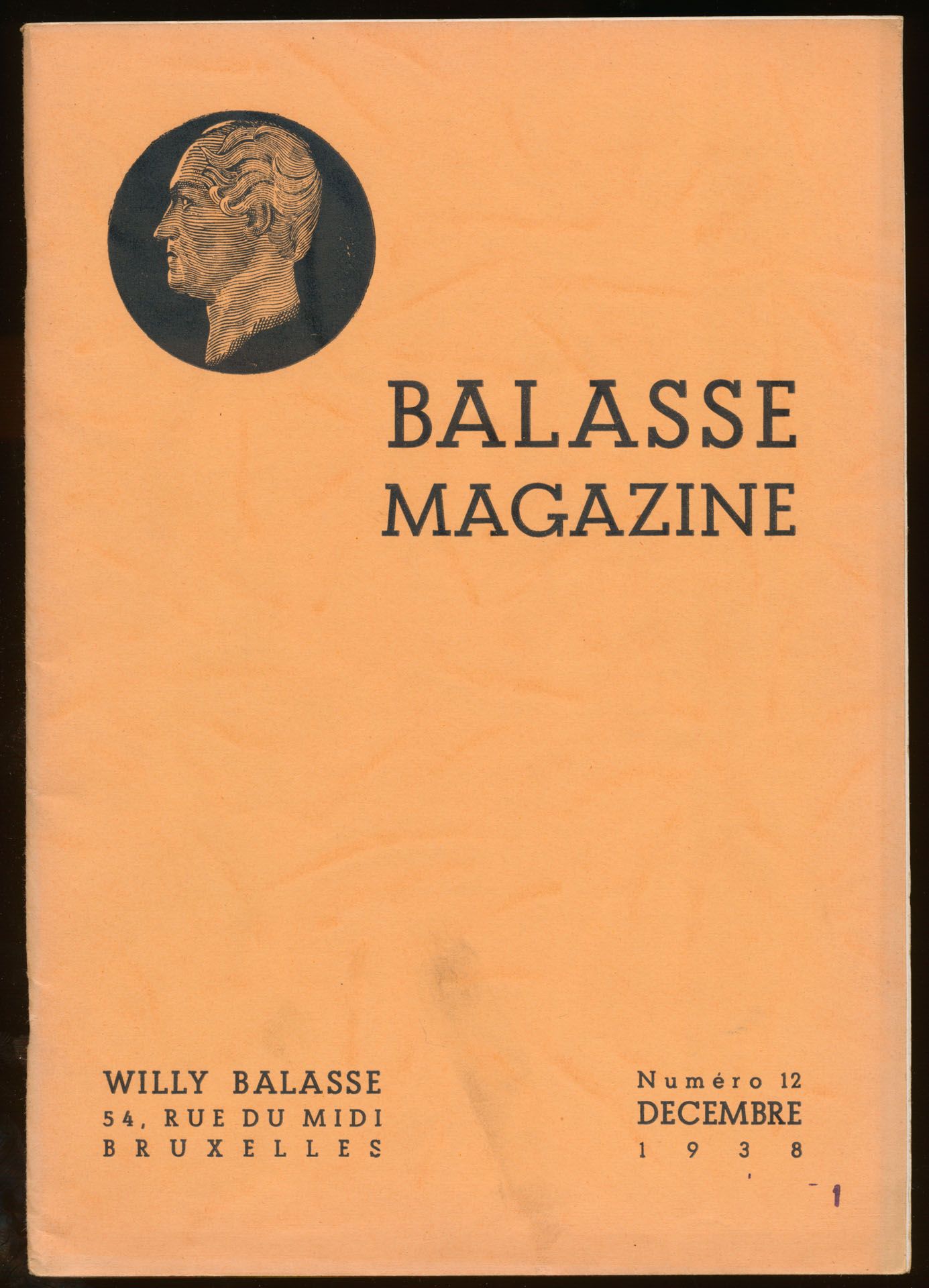 Balasse magazine, numéro 12, décembre 1938; Willy Balasse; gedrukt; geniet; Frans; 76 pag.; zachte kaft; in redelijke staat