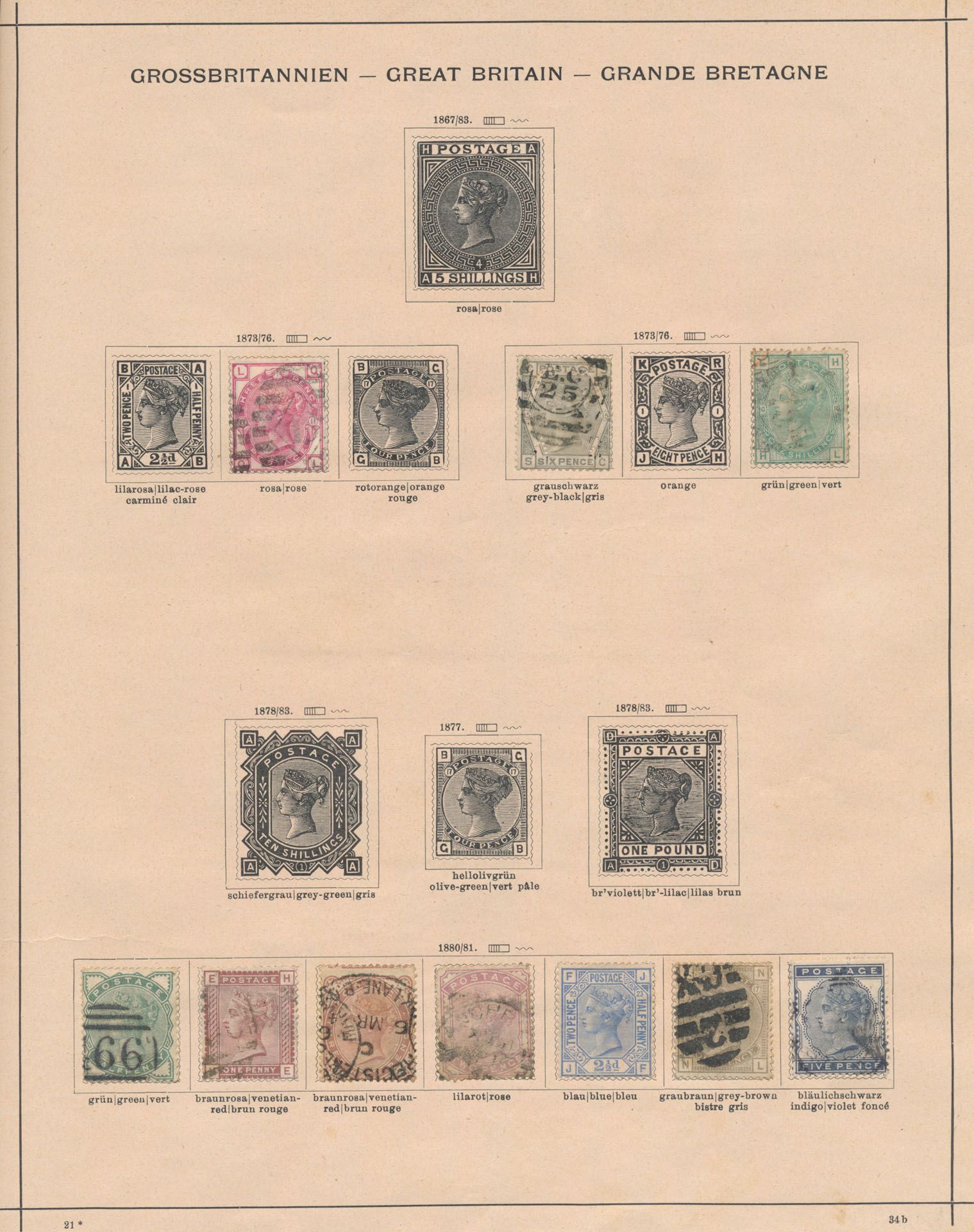 1873/1904 Kleine verzameling op oude albumbladen met o.a. Edward VII en George V ongebruikt, zm/m/ntz
