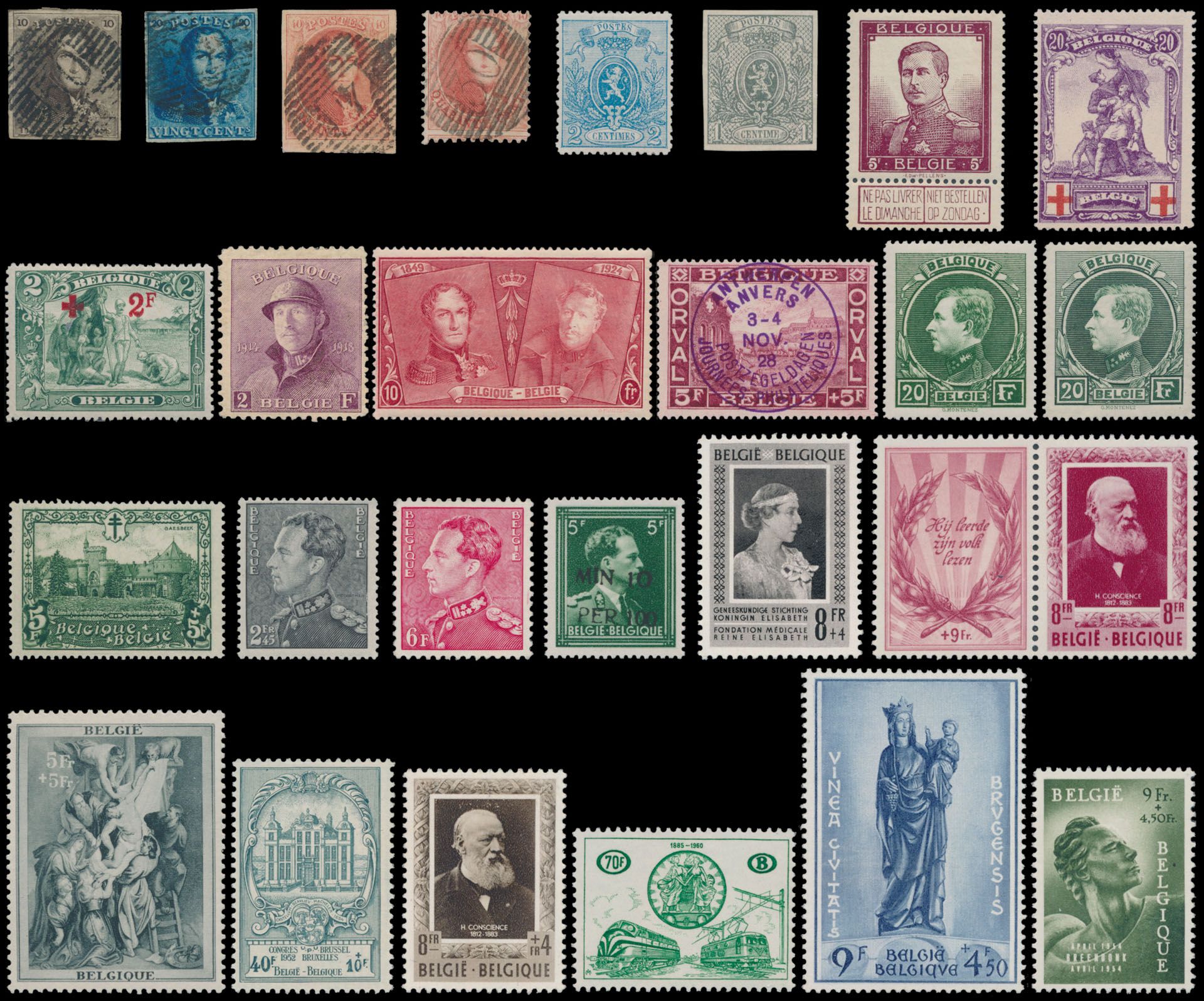 1849/1976 Verzameling in 2 Leuchtturmklembanden, w.o. klassiek, Pellens **/*, Merode **, Rode Kruis * t.e.m. 2fr., Helm * (