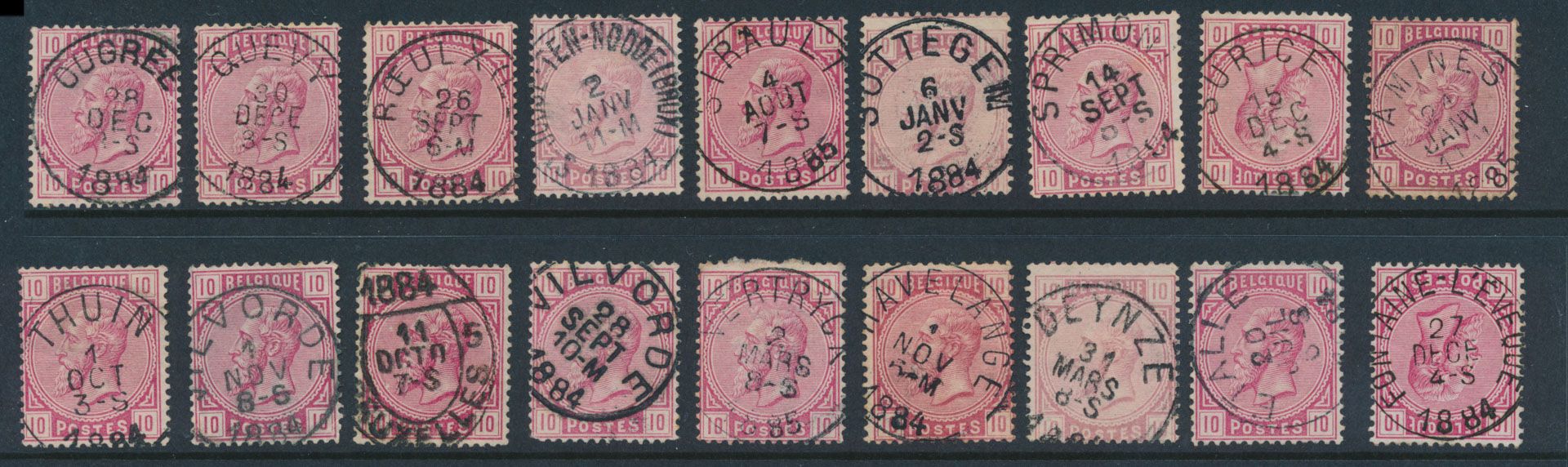 No. 38, nice collection of central cancelled stamps. (93 stamps - including strip of 4 and rural cancel on fragment), very nice to expand and improve your collection, for the specialist stamp collector, vf/f (OBP €280)