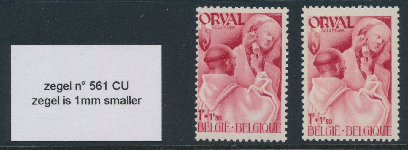 No 561-Cu, curiosity that the image of the stamp is 1 mm too small, with reference stamp, vf