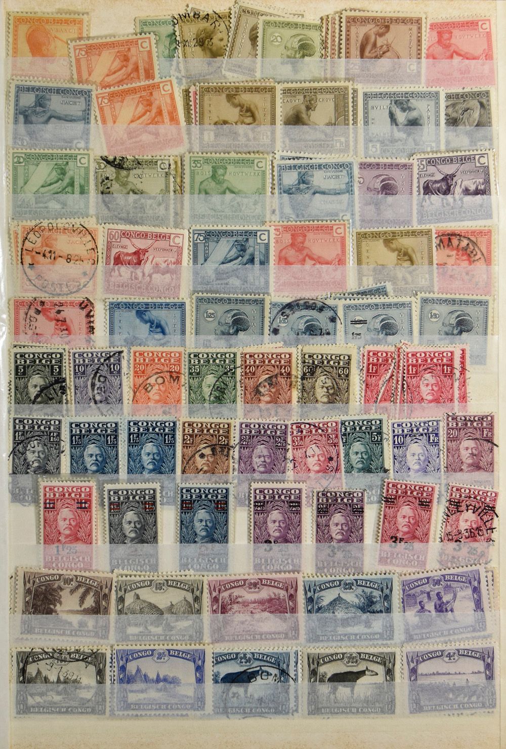 1909/1972, collection of Belgian Congo, Rep. of Congo, Ruanda-Urundi, Burundi, Zaire, Katanga Free State in a blue stockbook, some full set, mainly used, some uncommon cancellations, vf/f/to be checked
