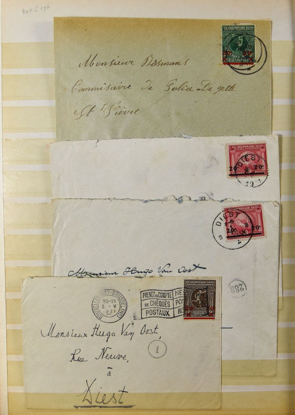 1920/1930 Samenstelling diverse uitgiften in insteekboek w.o. Olympische Spelen, 1° Orval, kleine Montenez, Dendermonde, enz., overwegend gest., zm/m/ntz