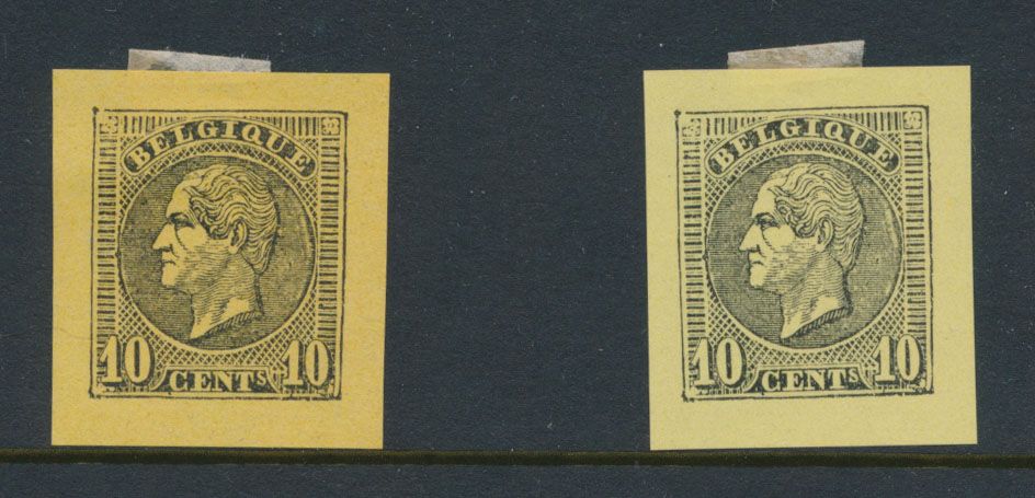1862, 2 private reprints of the unadopted design by Charles Wiener, vf