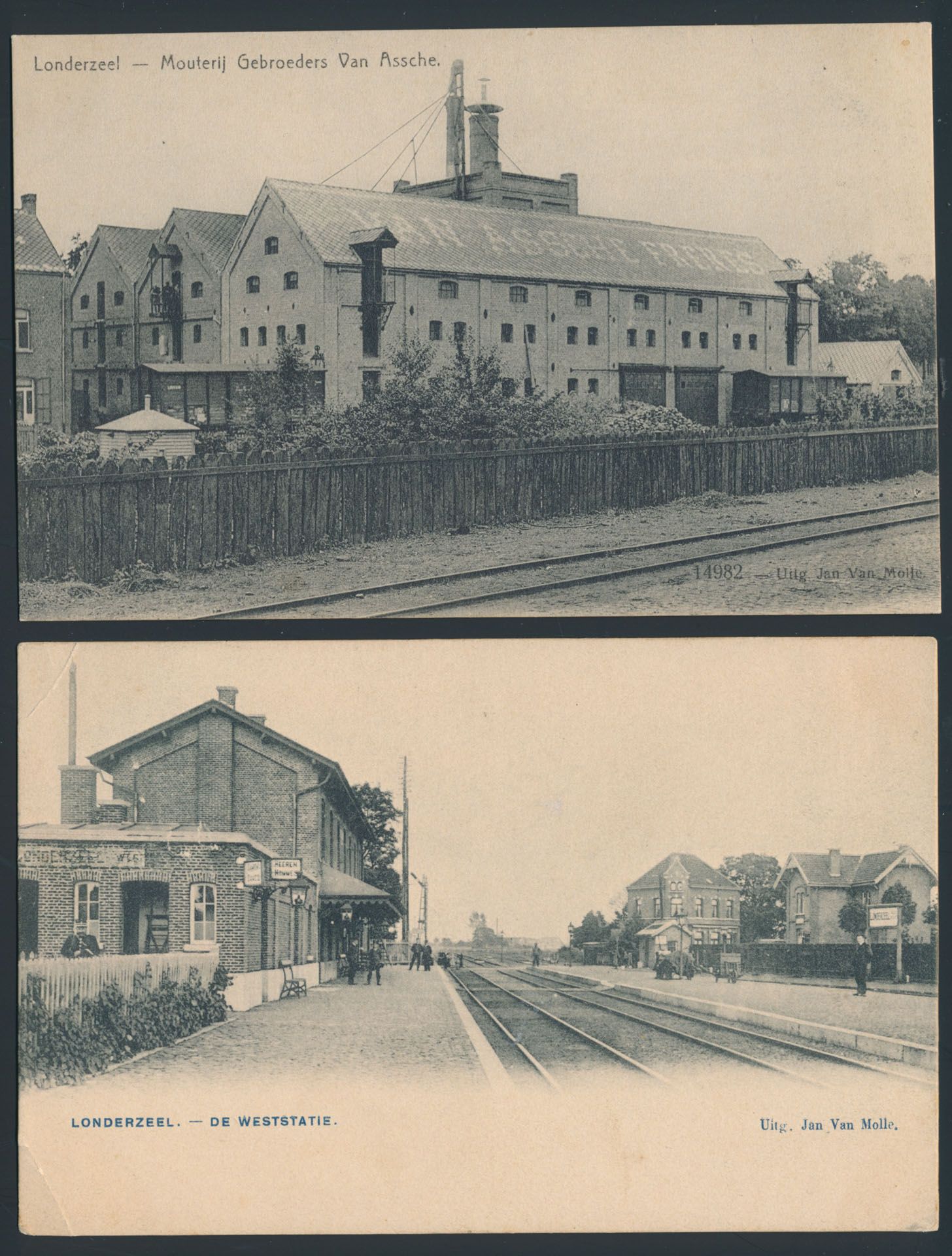 Londerzeel, West statie en mouterij van Assche (2 stuks)