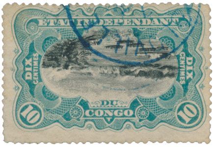 Nr. 18A, Zähnung 15, kopfstehende Mitte, blauer Stempel 