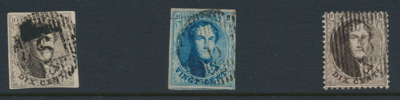 Nr. 6, 11 und 14, vollrandig alle mit Abstempelung D.6-Bilzen, zm (COBA €80)