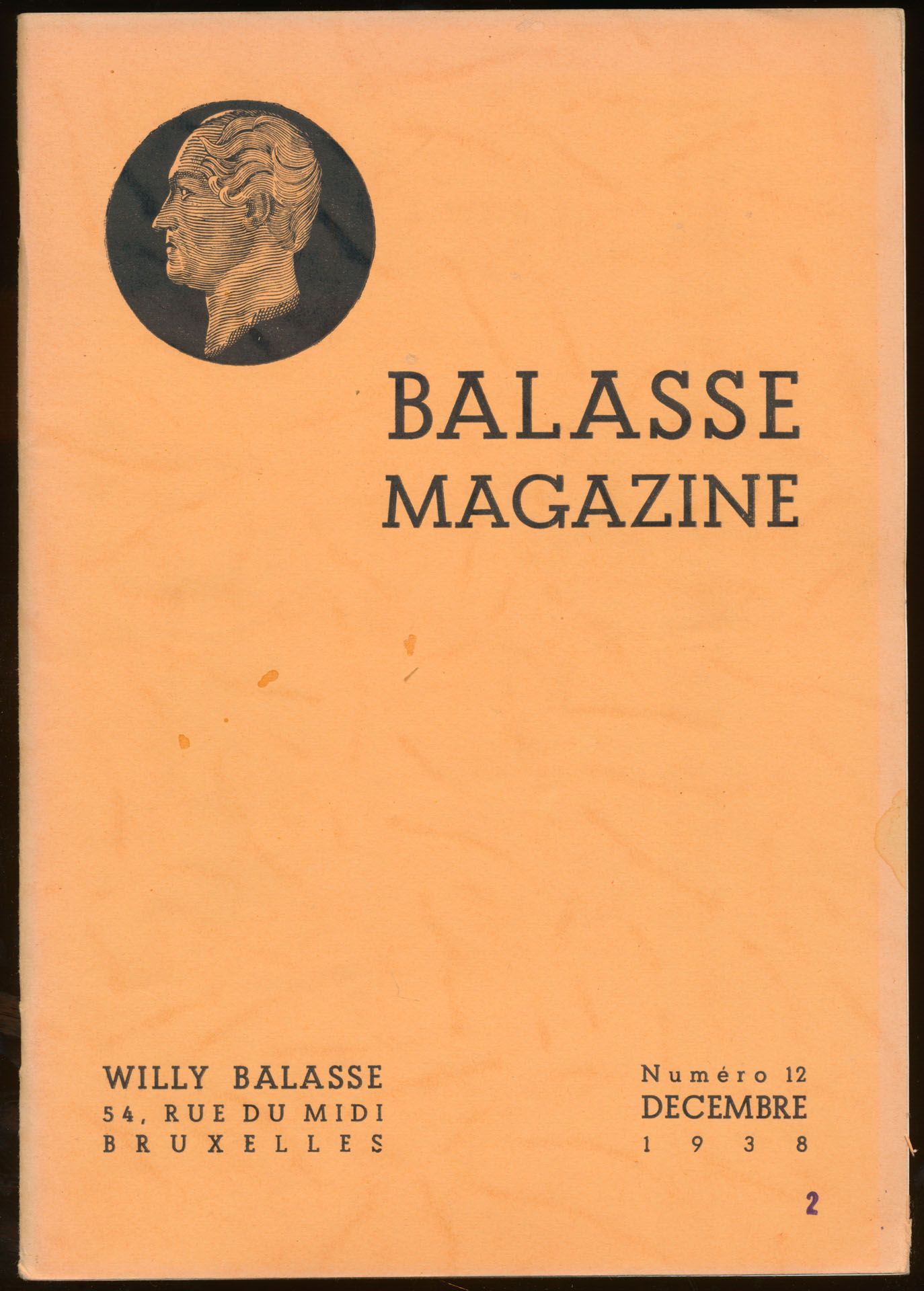 Balasse magazine, numéro 12, décembre 1938; Willy Balasse; gedrukt; geniet; Frans; 76 pag.; zachte kaft; in redelijke staat