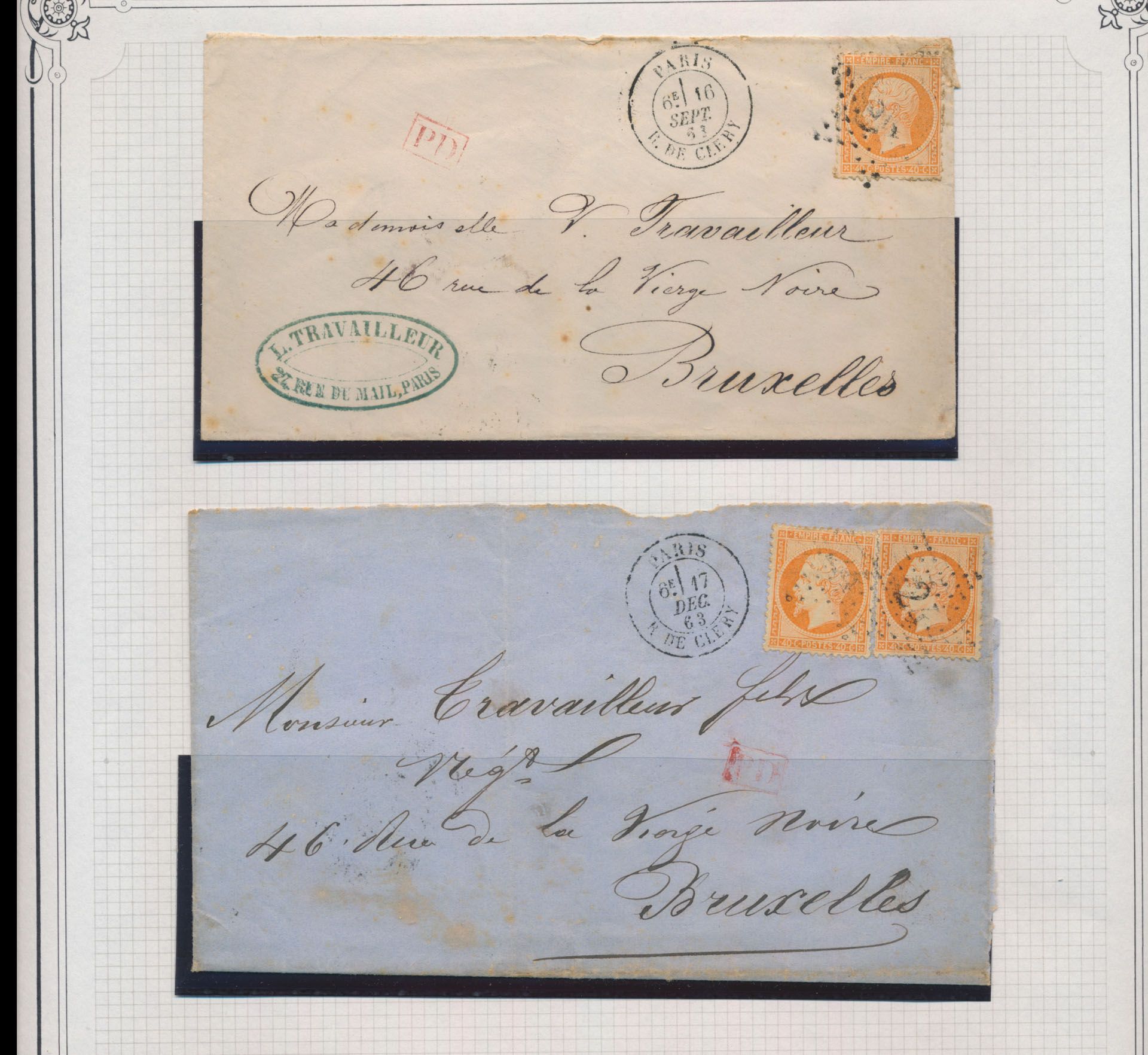 1856/1870, 12 brieven met Napoleonfrankering w.o. aantrekkelijke, meest verzonden naar België, zm/m 