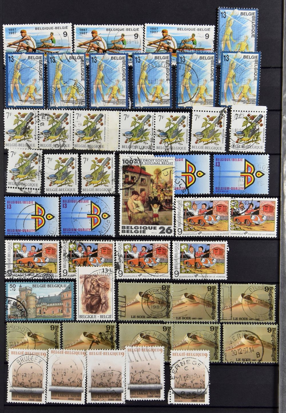 1863/2011 Voorraad diverse uitgiften in 4 insteekboeken, waarbij stempels, reeksen, zm/m/ntz