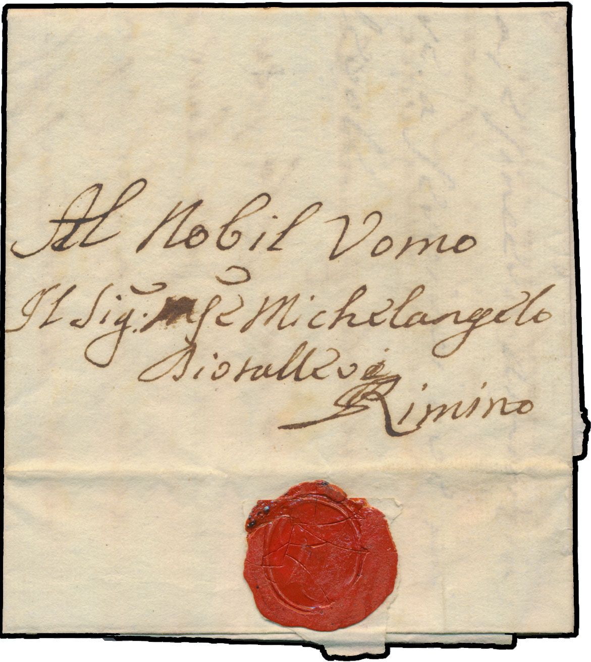 1810 Voorloper van San Marino naar Rimini met lakzegel, zeer zeldzaam, zm 