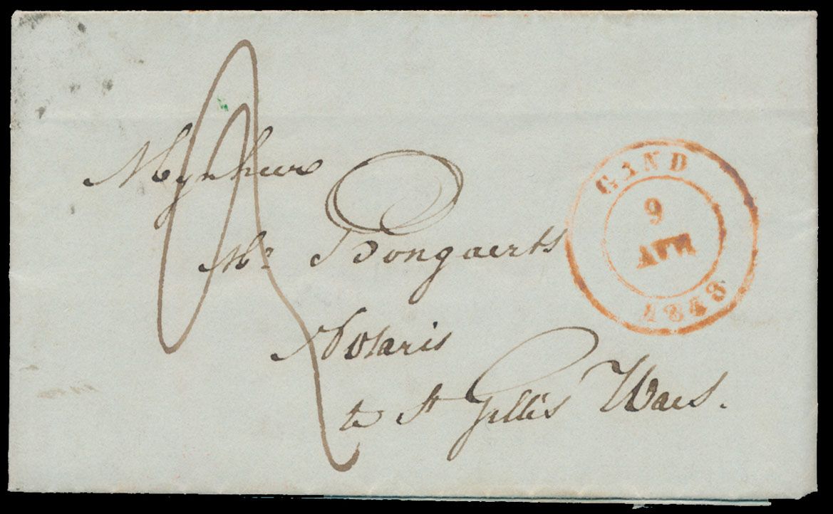 1843, voorloper met inhoud, vanuit Gand, dd. 9 april 1843, verwijzing in de brief naar 