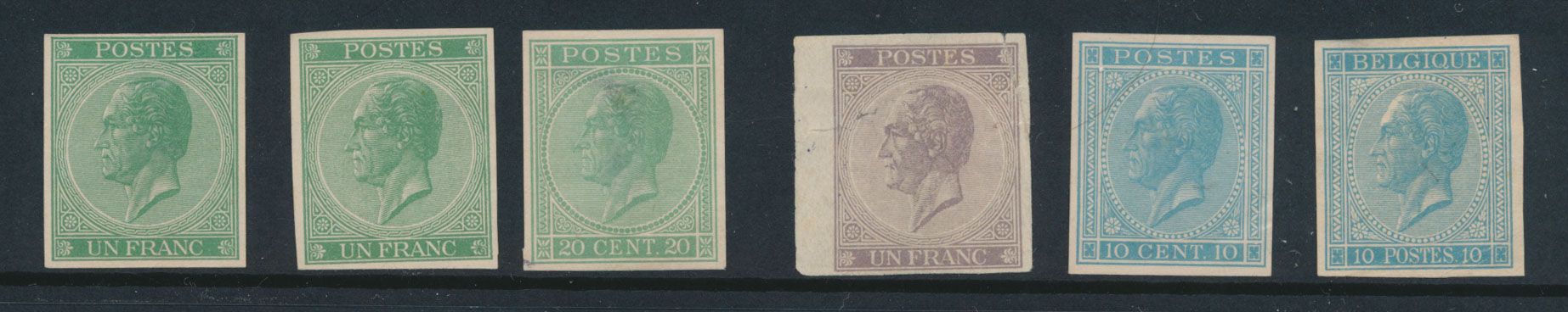 STES 1174 (2x), 1184, 1200 und 1201 (2x), 7 Probedrucke der Platte auf weißem Papier (Londoner Druck), alle mit Mängeln (beschnitten, dünn, etc.), m/ntz