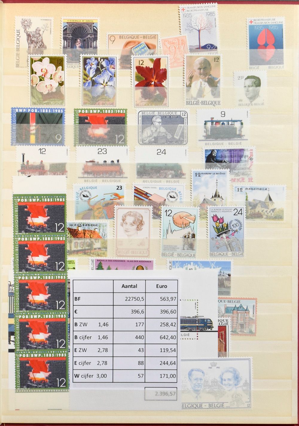 1970/2011, verzameling nomonaal in 2 insteekboeken + omslagen vd Post (abonnement), zm (Frankeerwaarde : € 2.396)