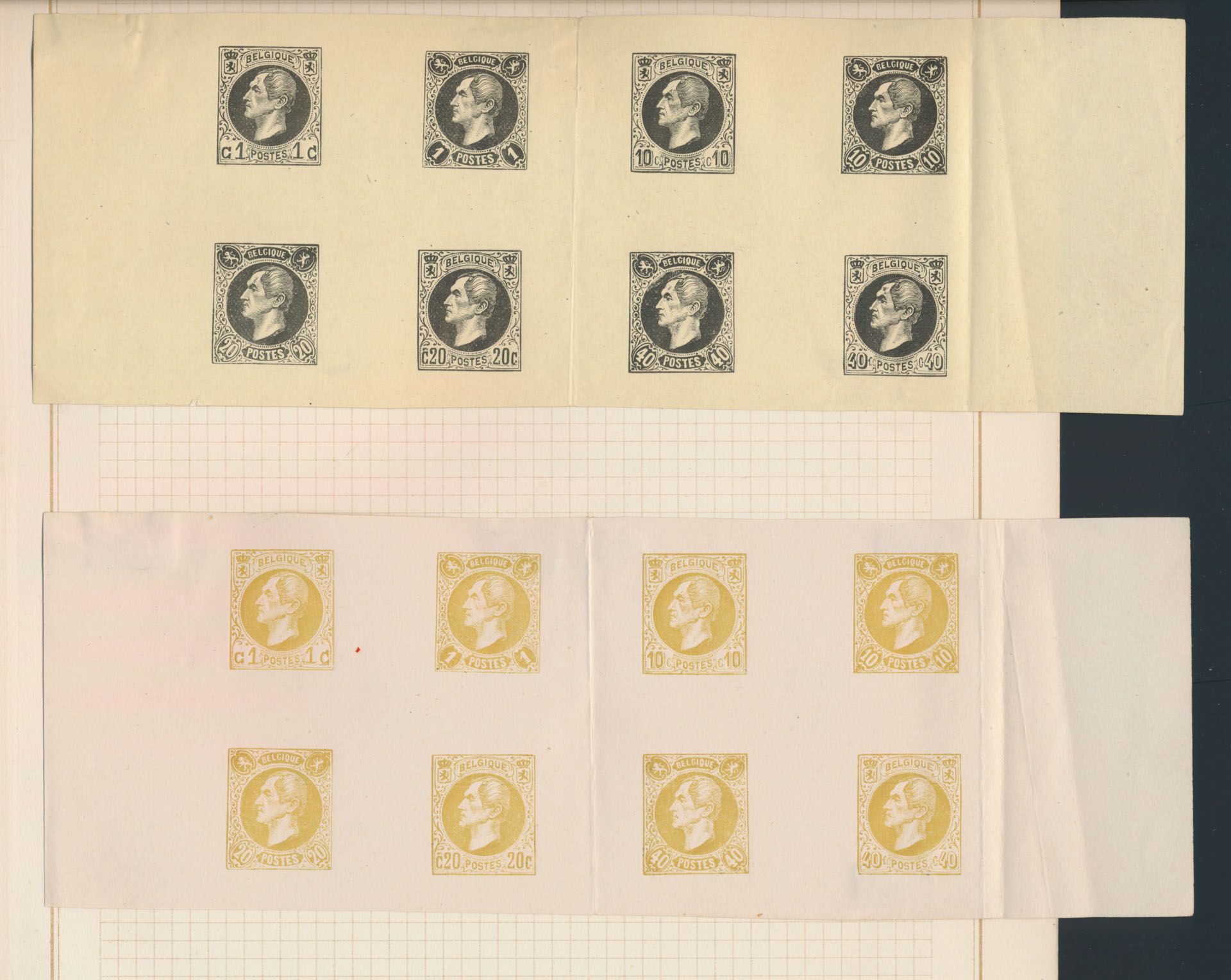 Competition prints of design A. Fisch, different colours 43x + 2 sheetlets of 8 essays, nice for study, vf/f/to be checked.