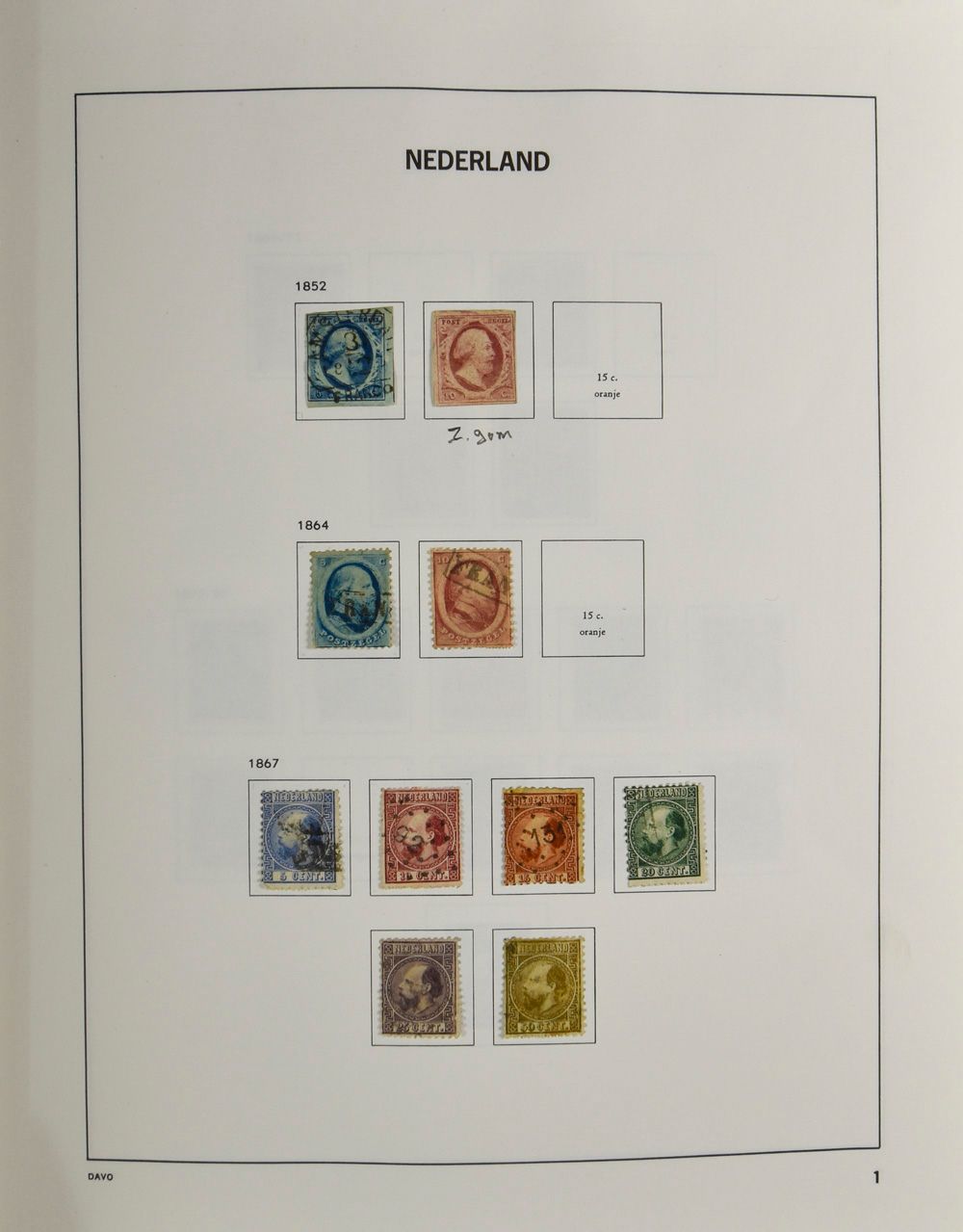 Nederland en gebieden, 1852/1980 en 1996/2001, verzameling in 3 Davo albums met o.a. n° 2 (*), 11, 12, tentoonstelling *, vanaf 1924 alle betere reeksen * of gest., zeemeeuw *, postbewijs, zm/m/ntz
