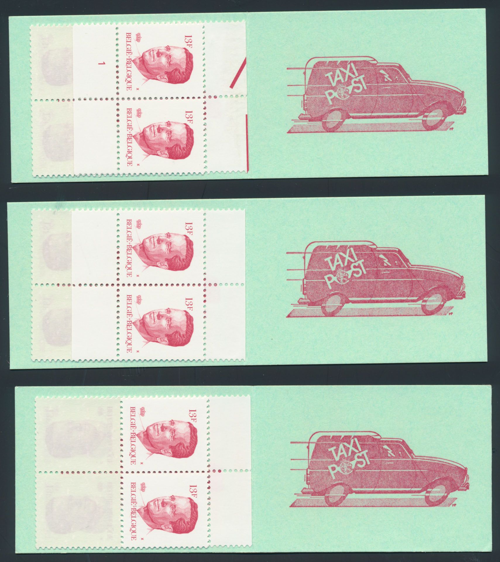 B 18-V 'Taxipost, variëteit auto naar boven' (3x), zm (OBP € 390)