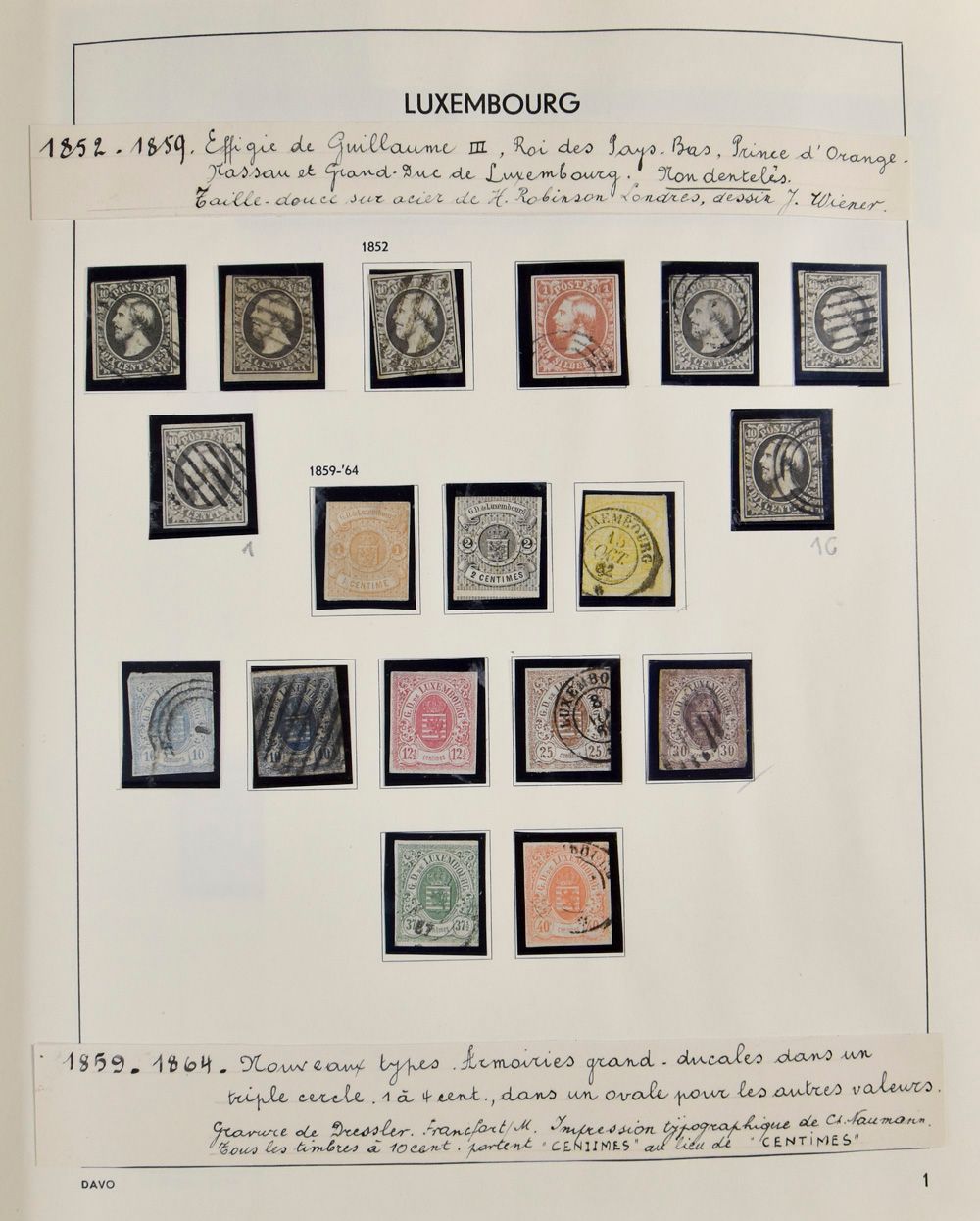 1852/1980 Very extensive collection in Davo album from n° 1 (7 ex.), coat of arms, Caritas, intellectuals ** (