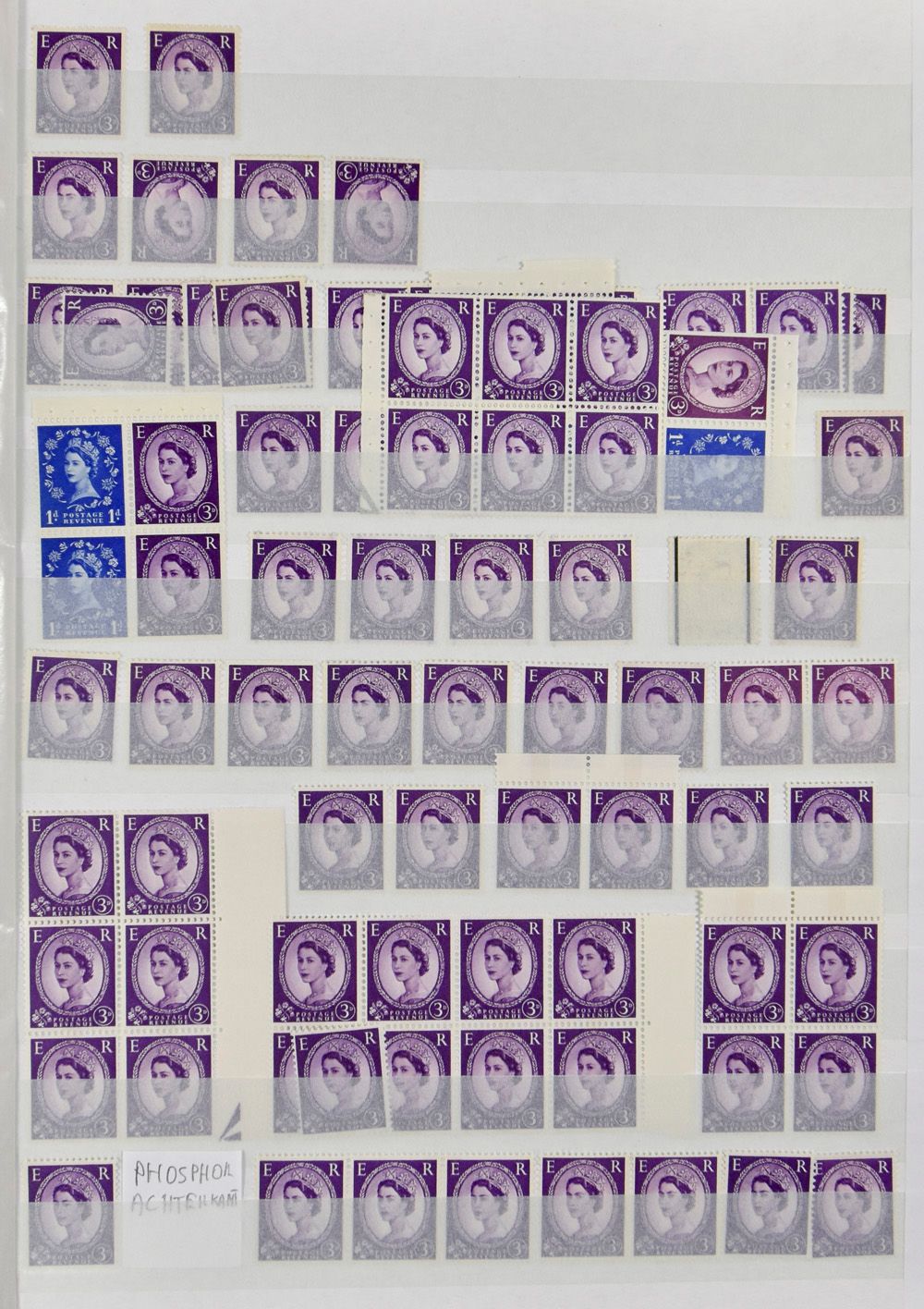 1952/1968 Insteekboek met zeer uitgebreide voorraad Wilding, gebruikszegels en Castles w.o. grafiet, zm/m/ntz