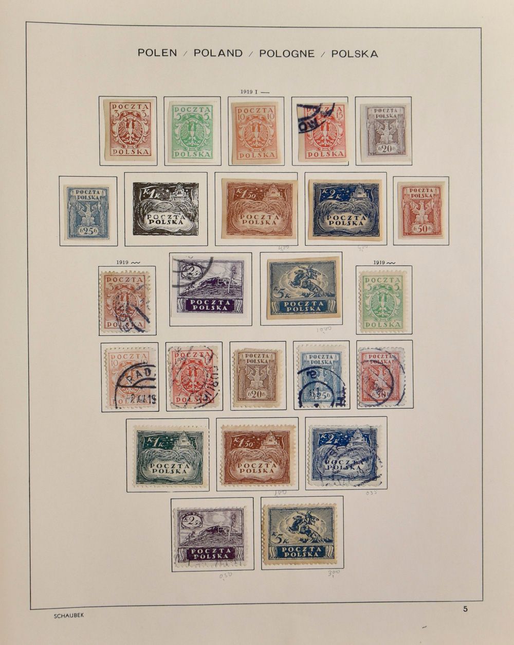 1918/1965 Verzameling in 2 Schaubek albums incl. Port Gdansk, O.S., daarnaast voorraad alle periodes in 2 insteekboeken, zm/m/ntz