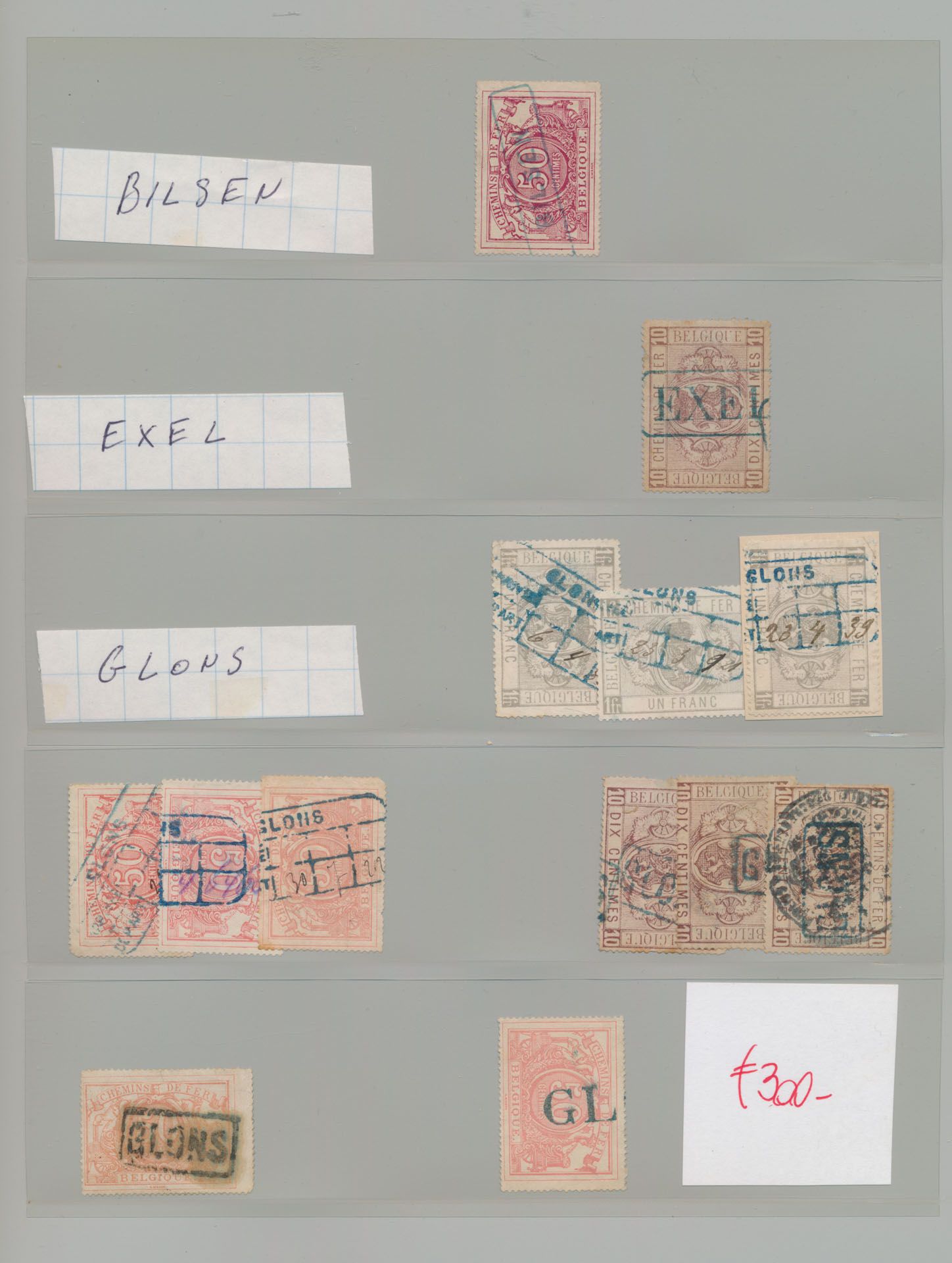 Private line L.L. (Liègeois - Limbourgeois), collection 121 stamps with various cancels and stations, vf/to be checked, vf/f/to be checked