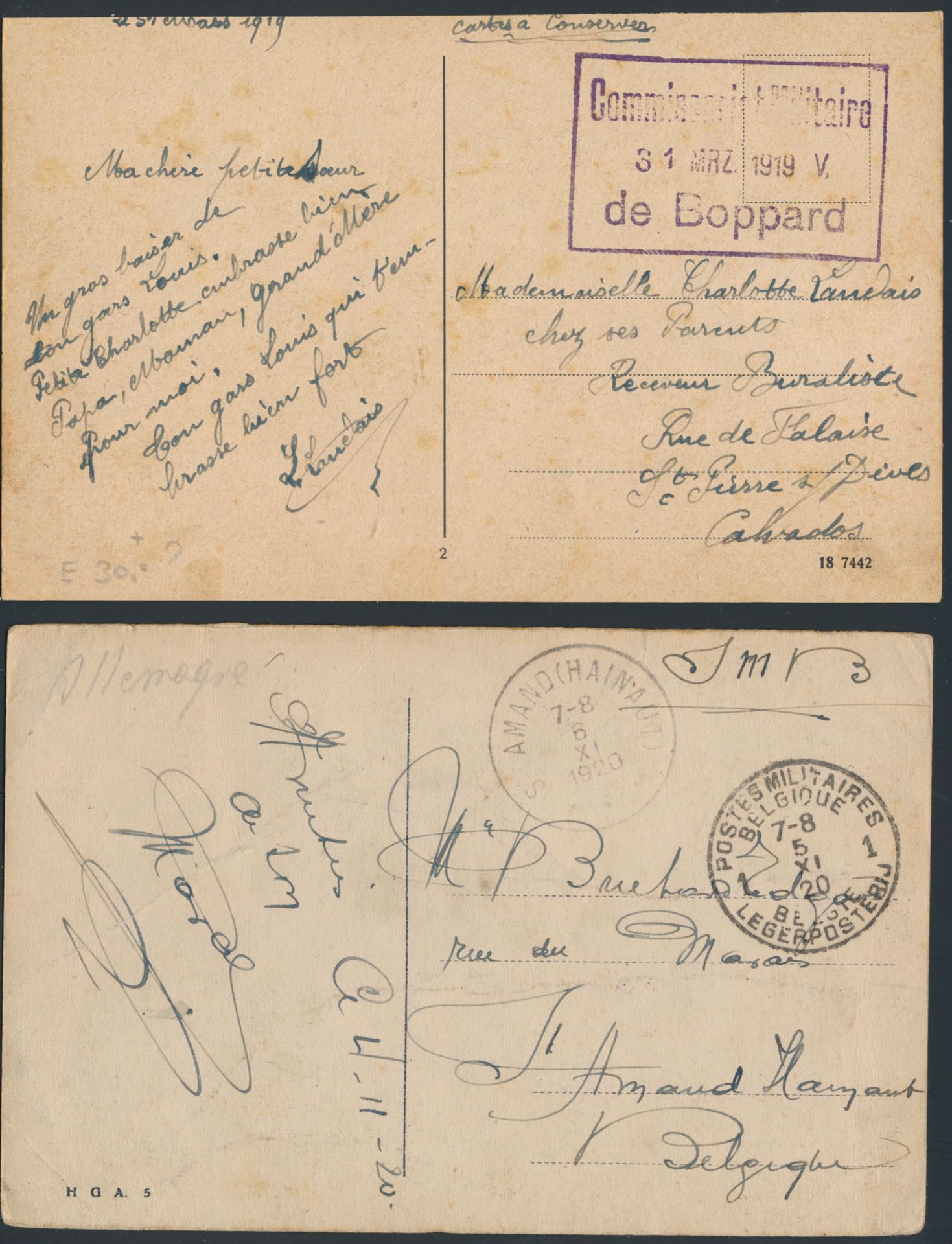1919/1925, 30 picture postcards of Belgian soldiers in Germany, with Belgium Army Post Office cancellations, most sent to Belgium, 1 registered picture postcard, nice for study material, vf/f.