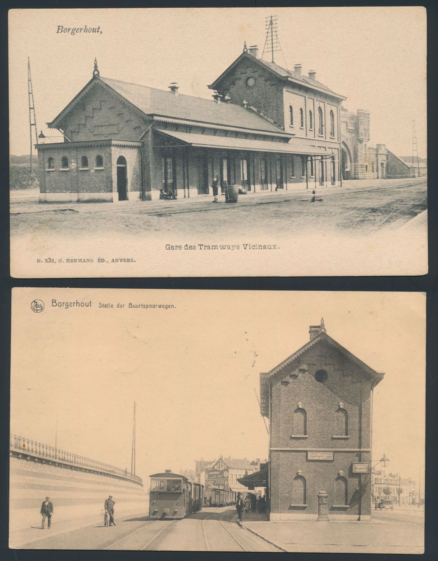 Provincie Antwerpen, Borgerhout, stoomtram en station (2 stuks)