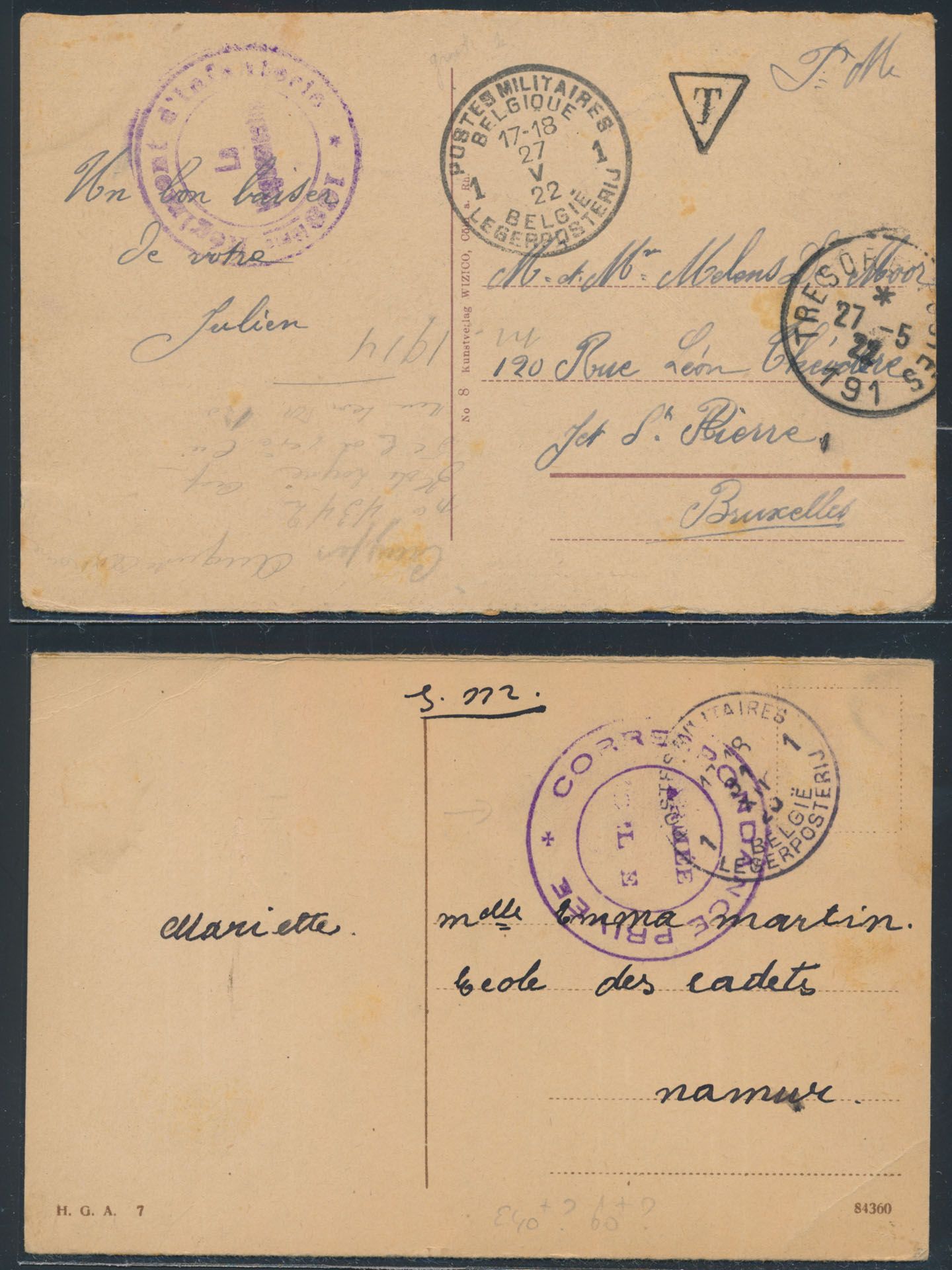 1919/1925, 26 Duitse zichtkaarten verstuurd uit 'België Legerposterijen in Duitsland', uit Aix-La- Chapelle, Cleve, Munich, Aldernaden, Dusseldorf, Duisburg, Mulheim, Kempen, Erkelenz, Neuss, enz...