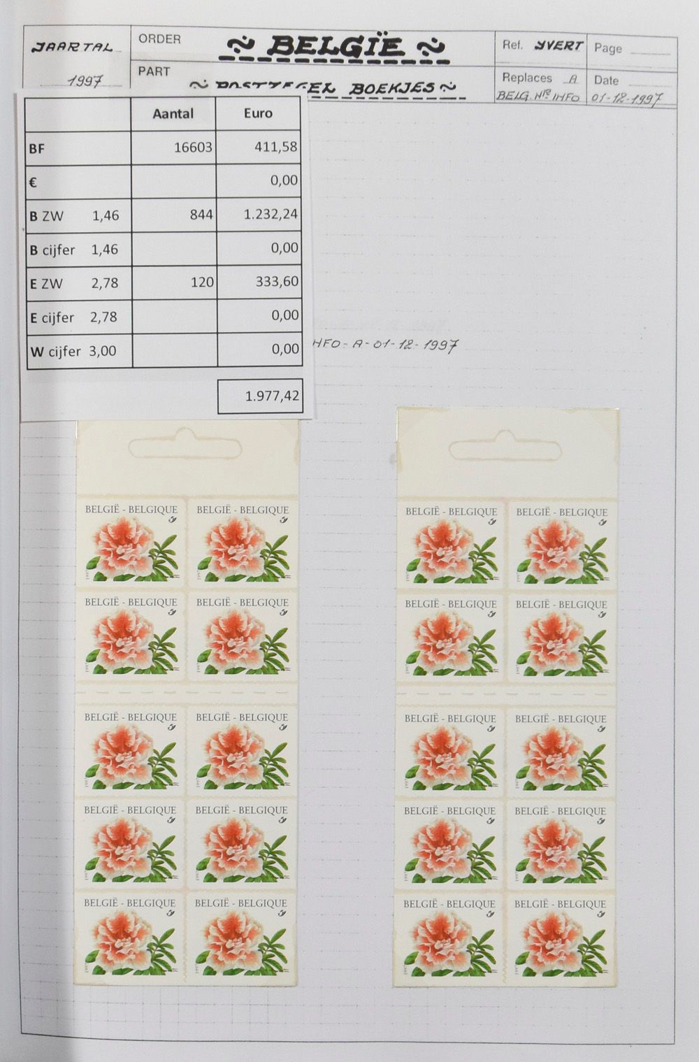 1969/2003 Voorraad postzegelboekjes in 5 mappen, zm (Frankeerwaarde: €1.977)