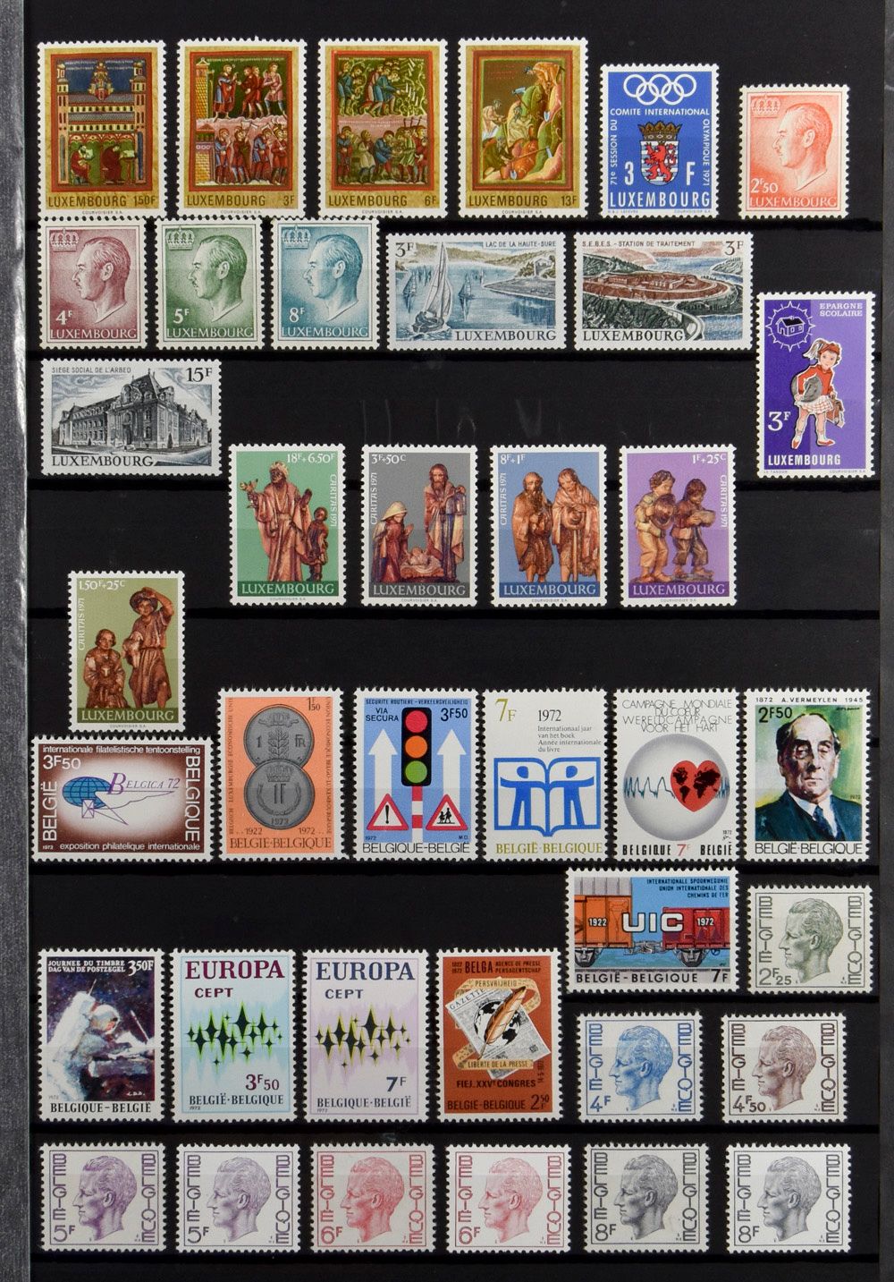 Sehr schöne Sammlung Belgien, Niederländisch und Luxemburg, 1967/99, in 3 Einsteckbüchern, komplette Sätze, einwandfrei, zm 