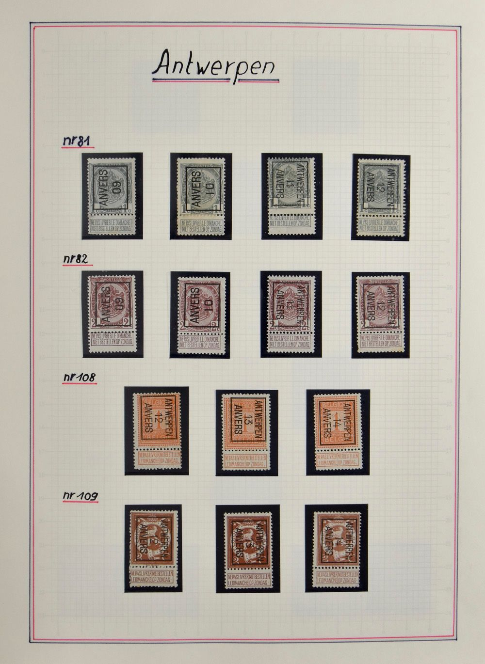 Typo-opdrukken, 1906/1987, verzameling op bladen in klemband, zm 