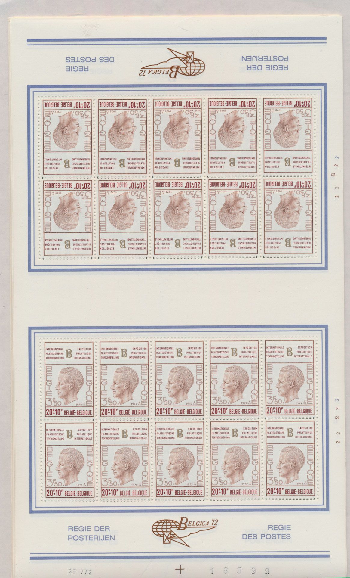 N° 1627/35 'Belgica '72' (1x vel van 10 en 2x vel van 20), zm (OBP € 325)