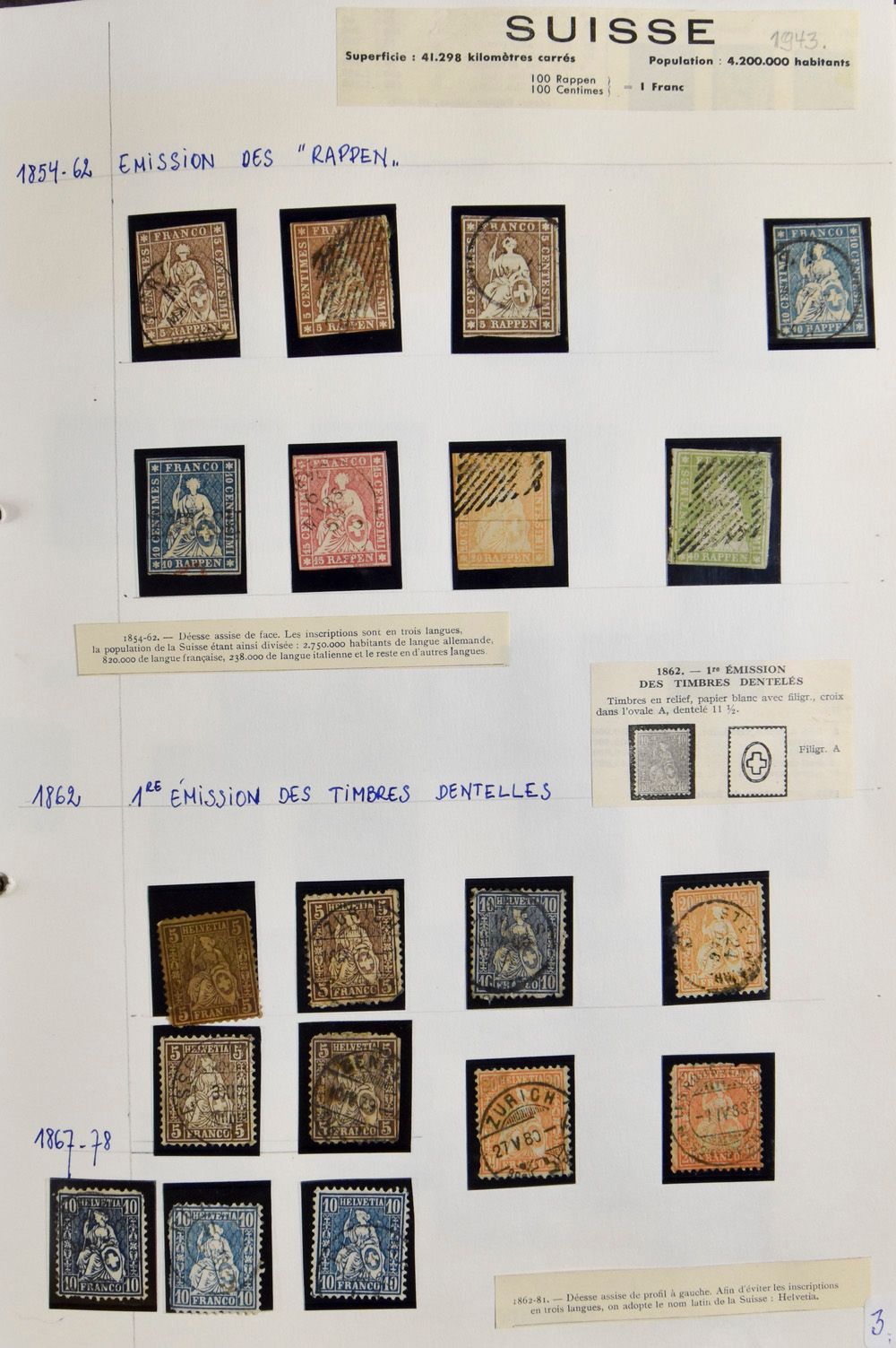 1854/1995 Verzameling in ordner vanaf Strubeli, met veel dubbels, poststukken, Pro Juventute vanaf 1913, blokken, LP, dienst, blokken van 4, zm/m/ntz