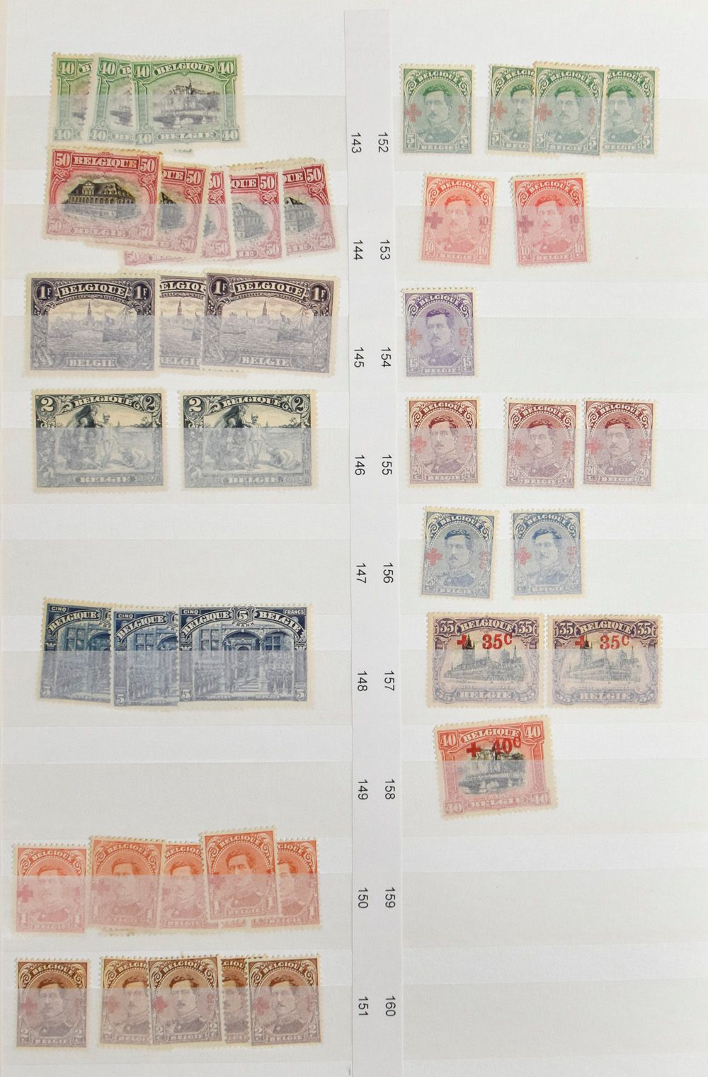 1866/1945 Voorraad in insteekboek, waarbij volledige reeksen en goede waarden, zm/m/ntz (Hoge cataloguswaarde)
