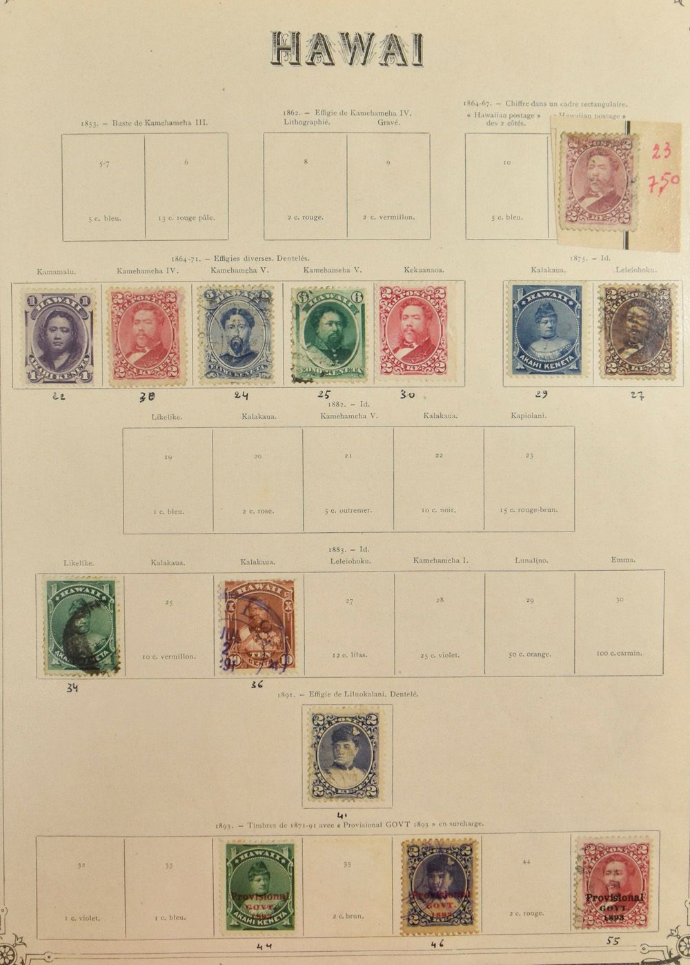 1847/2017, verzameling in 2 ordners met redelijk veel klassiek, w.o. Hawai, incl. Back of the book, zm/m/ntz.