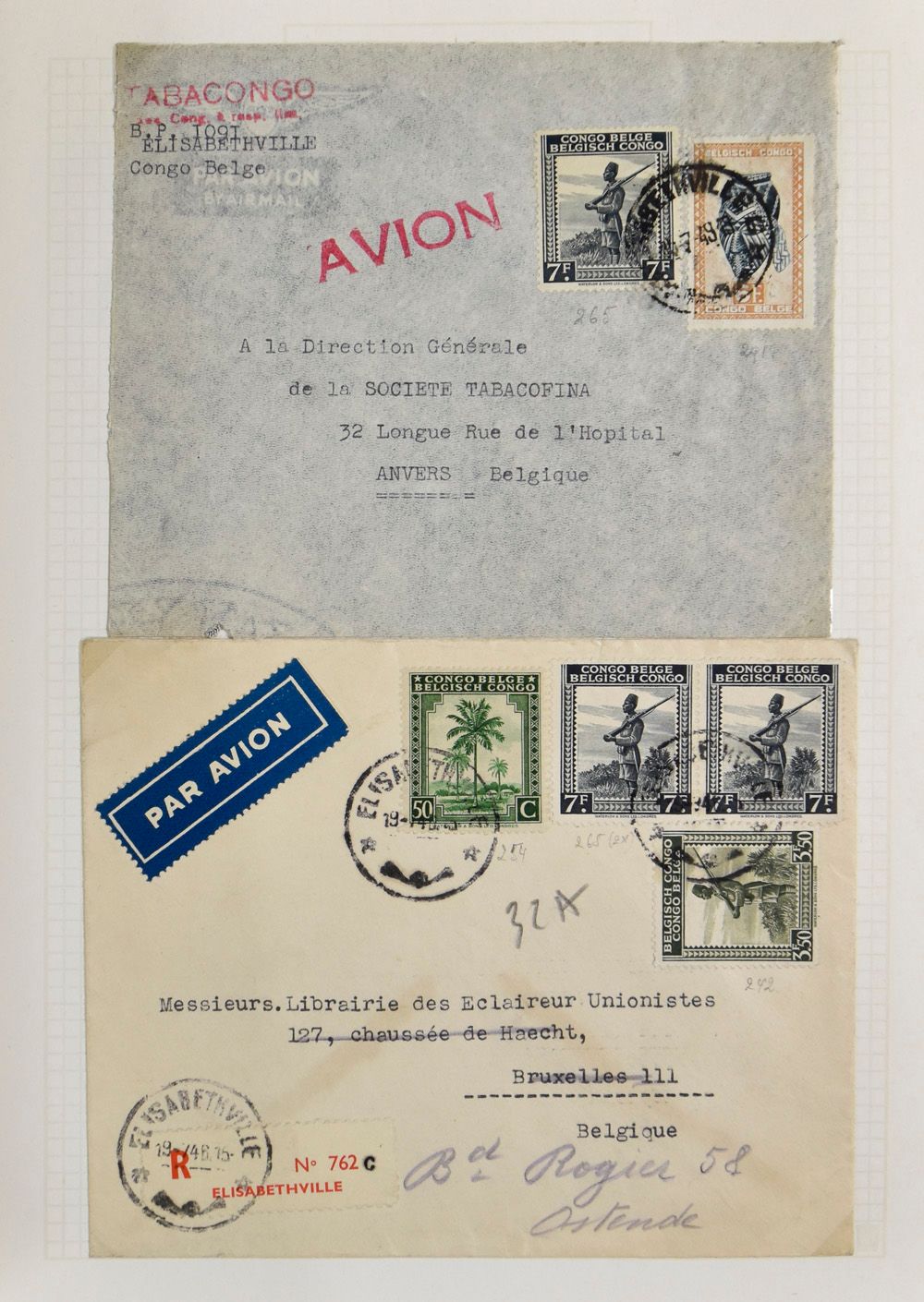 1929/1993, deelverzameling met 100 den poststukken in 4 albums, w.o. 1° vluchten, Sabena, diverse bestemmingen, Belg. Congo, censuur, -10%, aangetekende, expres, stempels, zm/m.