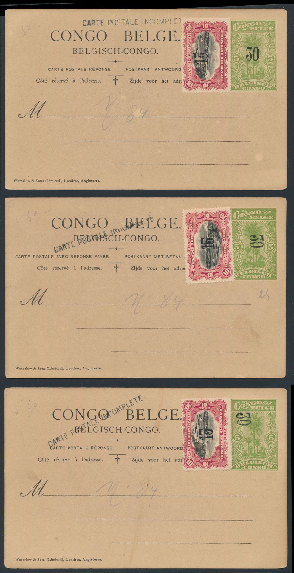 Stibbe nr 58-Cu (3x), with abnormal surcharge 
