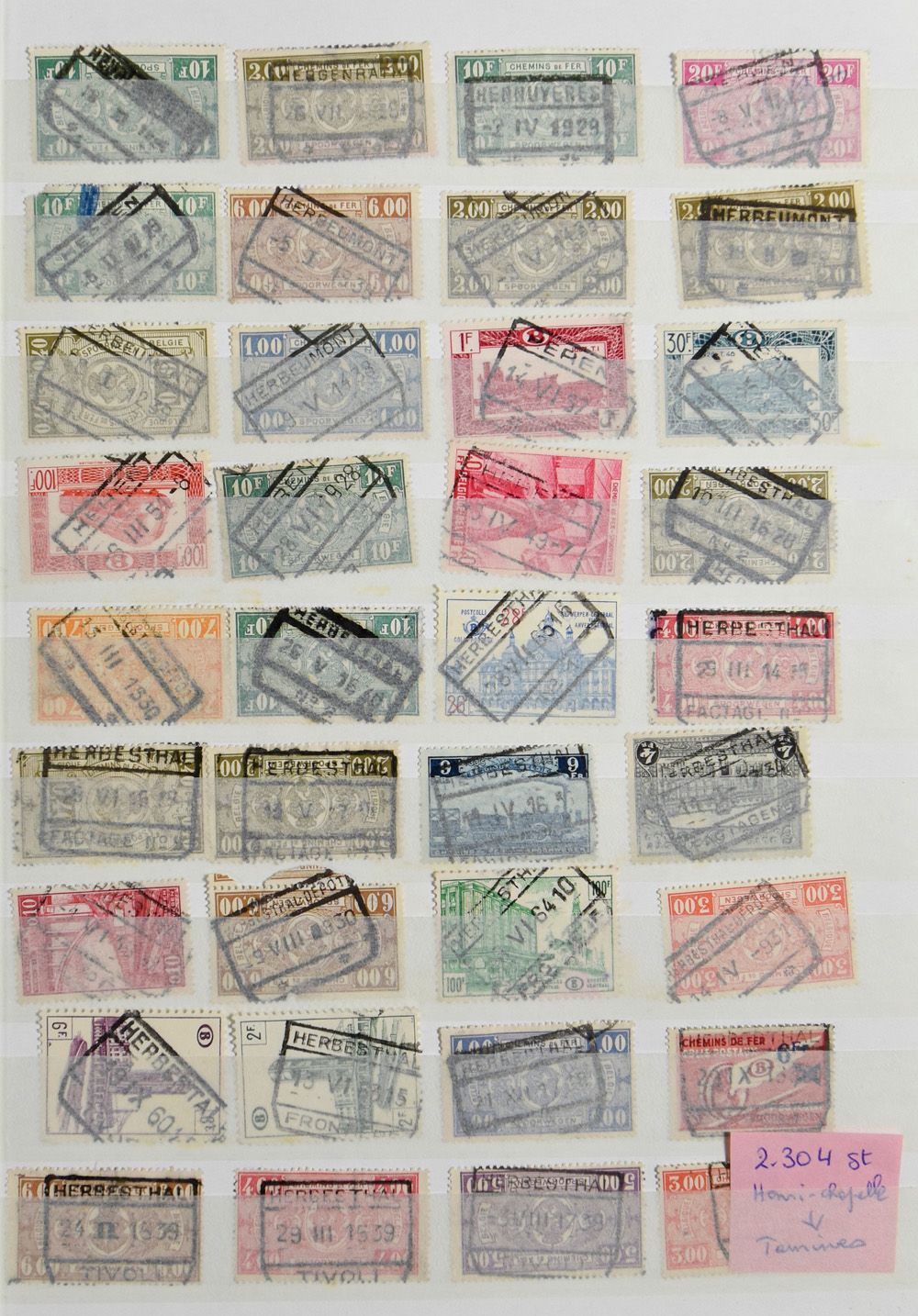 1910/1988 Collection with +/-2300 cancellations, classified alphabetically from Henri-Chapelle to Tamines, vf/f.