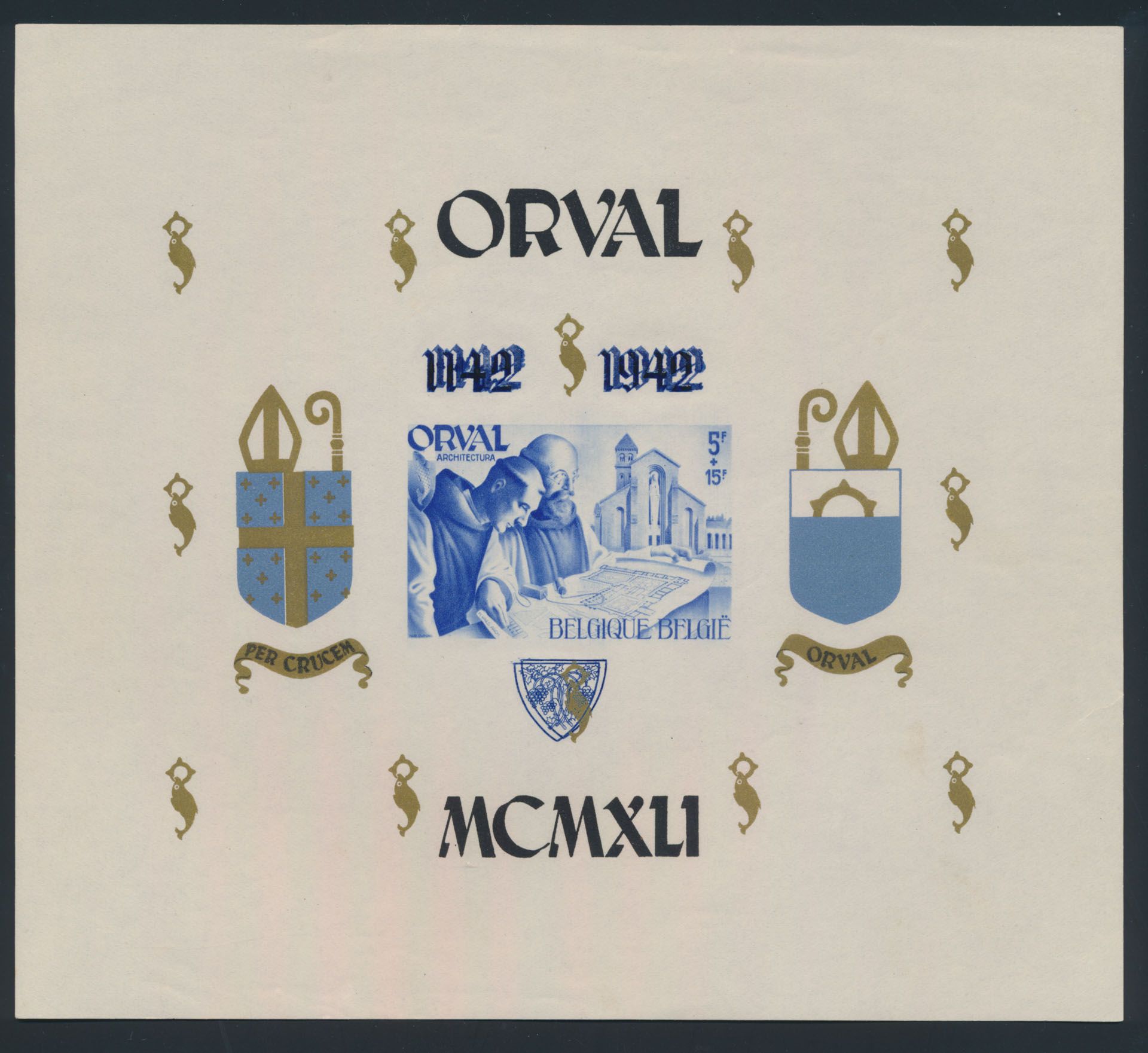 BL 23-Cu, English numerals, imperforate, NOT numbered, blue overprint, spectacular double overprint, vf/f (OBP ++€350)