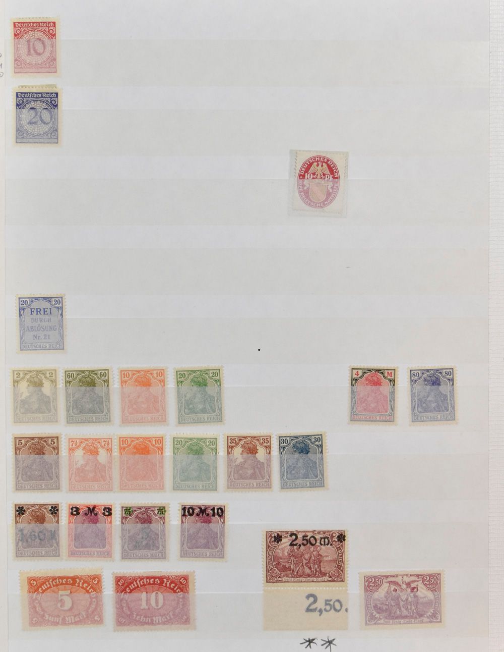 Diverses rubriques dont combinaisons Reich, zone soviétique, Bund, tb/m