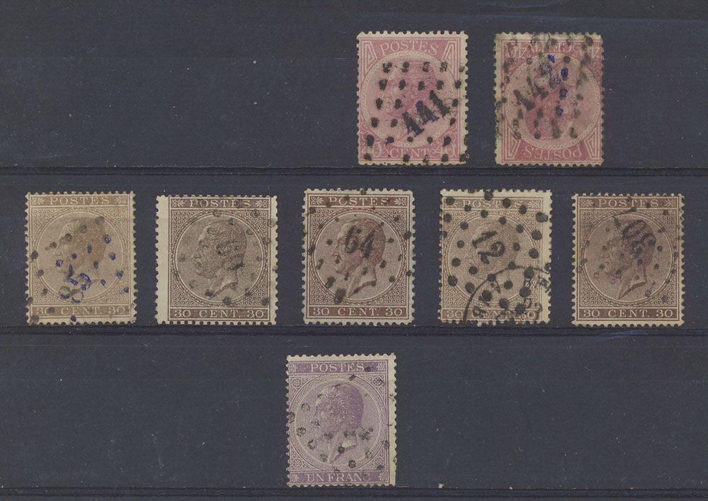 Nos 19 (5x), 20 (2x) and 21 (1x), some nice shades, quality to be checked, vf/f/to be checked, vf/to be checked