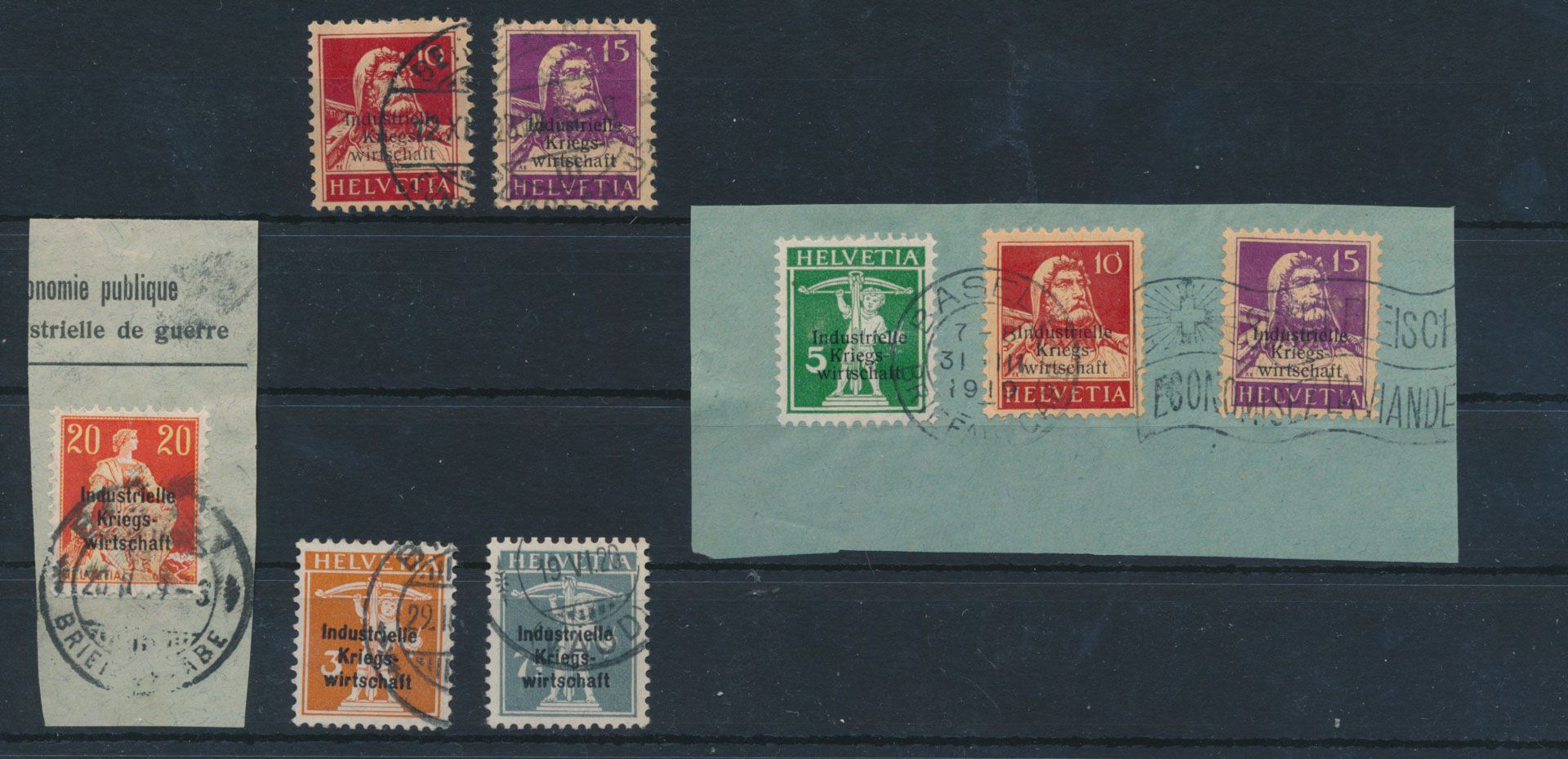 Nos 2 I, 4 I and 5 I on fragment, 4 I and 5 I loose (with certificate), 1 II, 3 II and 6II on fragment, vf (Mi. €475)