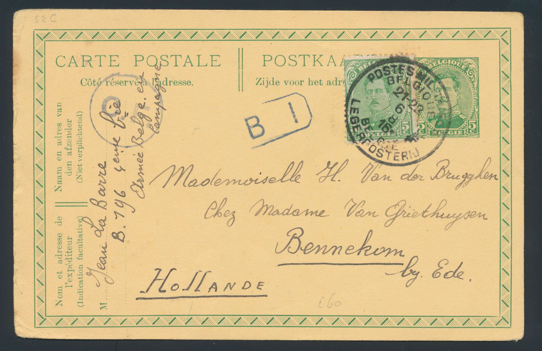 1916 PWST verstuurd door 