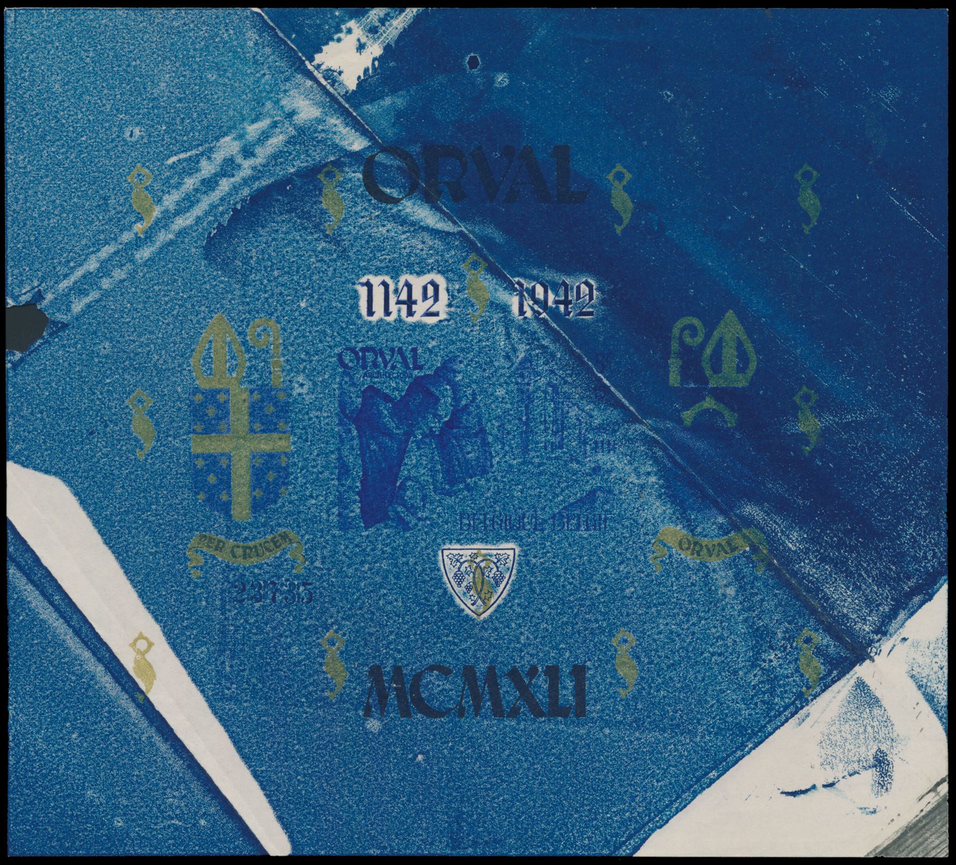 BL 23-Cu, English numerals, imperforate, numbered, without overprint, with spectacular blue colour stain on front and back, vf (OBP++€350)