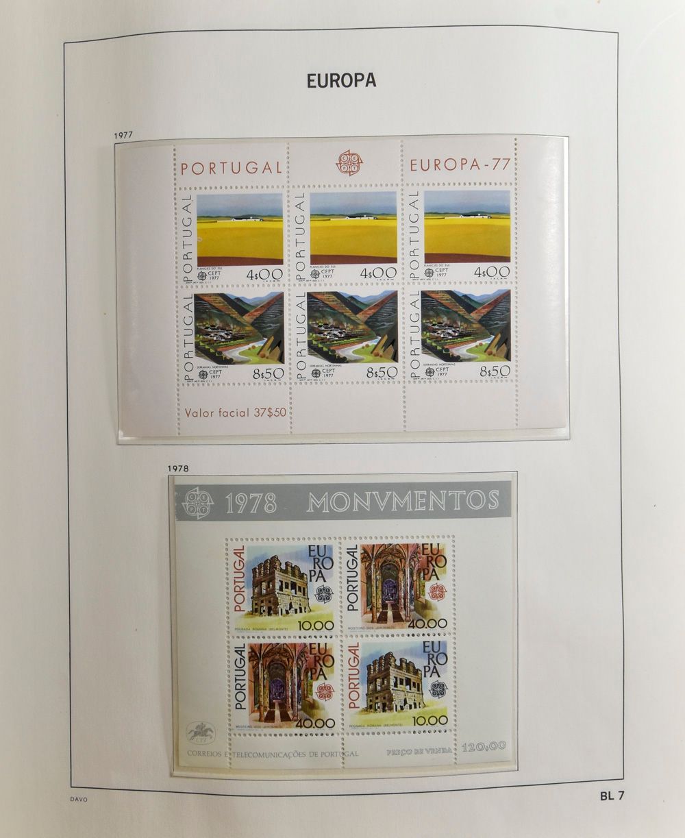 1956/1991 Uitgebreide verzameling in 3 Davo albums zonder Luxemburg 1956, met Liechtenstein 1960, Andorra 1972, blokken Portugal, Monaco, etc., zm
