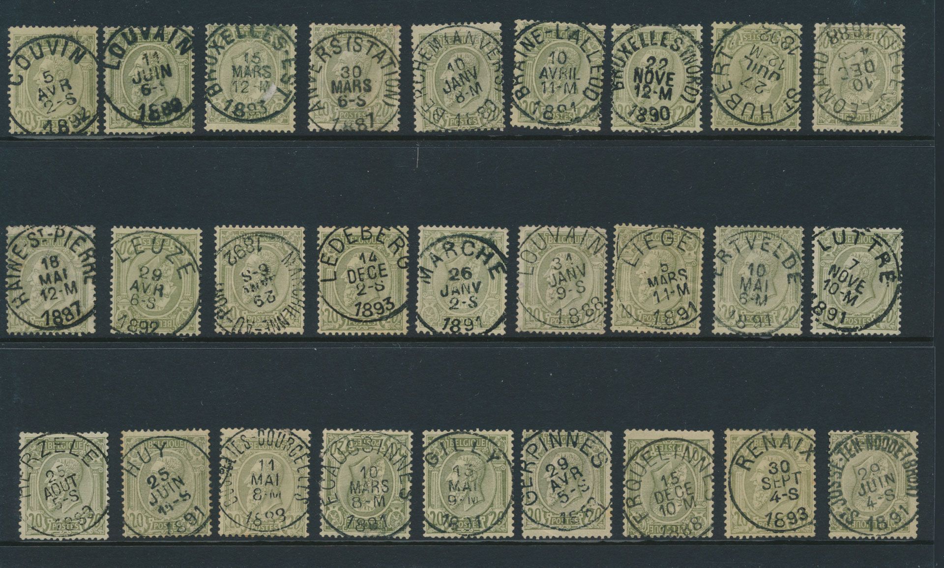 No 47, nice collection of centrally cancelled stamps (57 stamps), for the specialist stamp collector, vf/f (OBP €114)