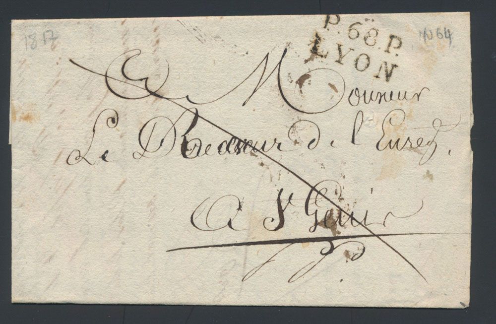 1817 Voorloper met inhoud, vanuit Lyon, stempel 