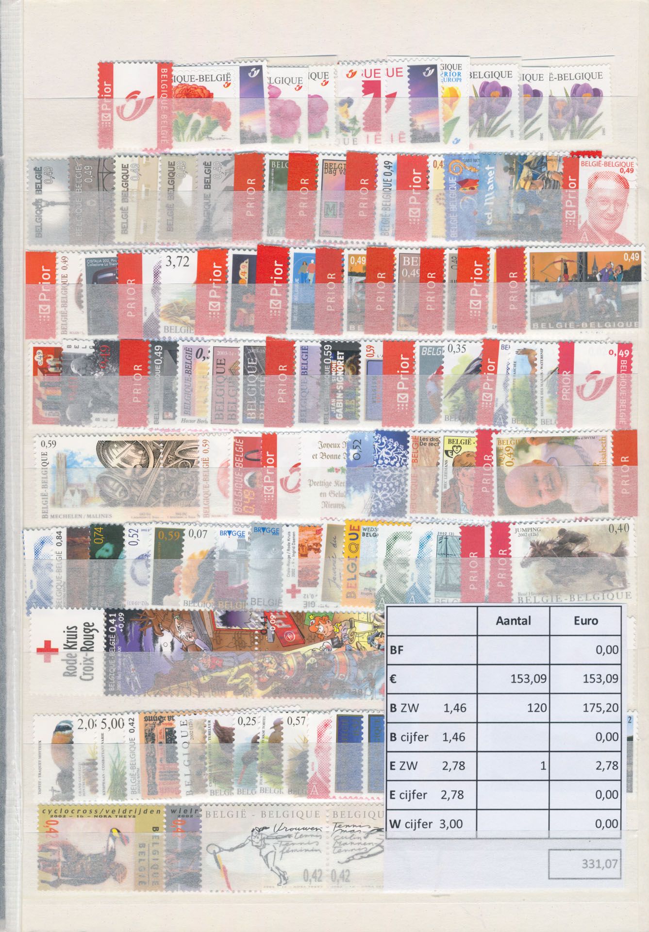 2002/2004 Verzamelingetje op insteekbladen, zm (Frankeerwaarde: €331)