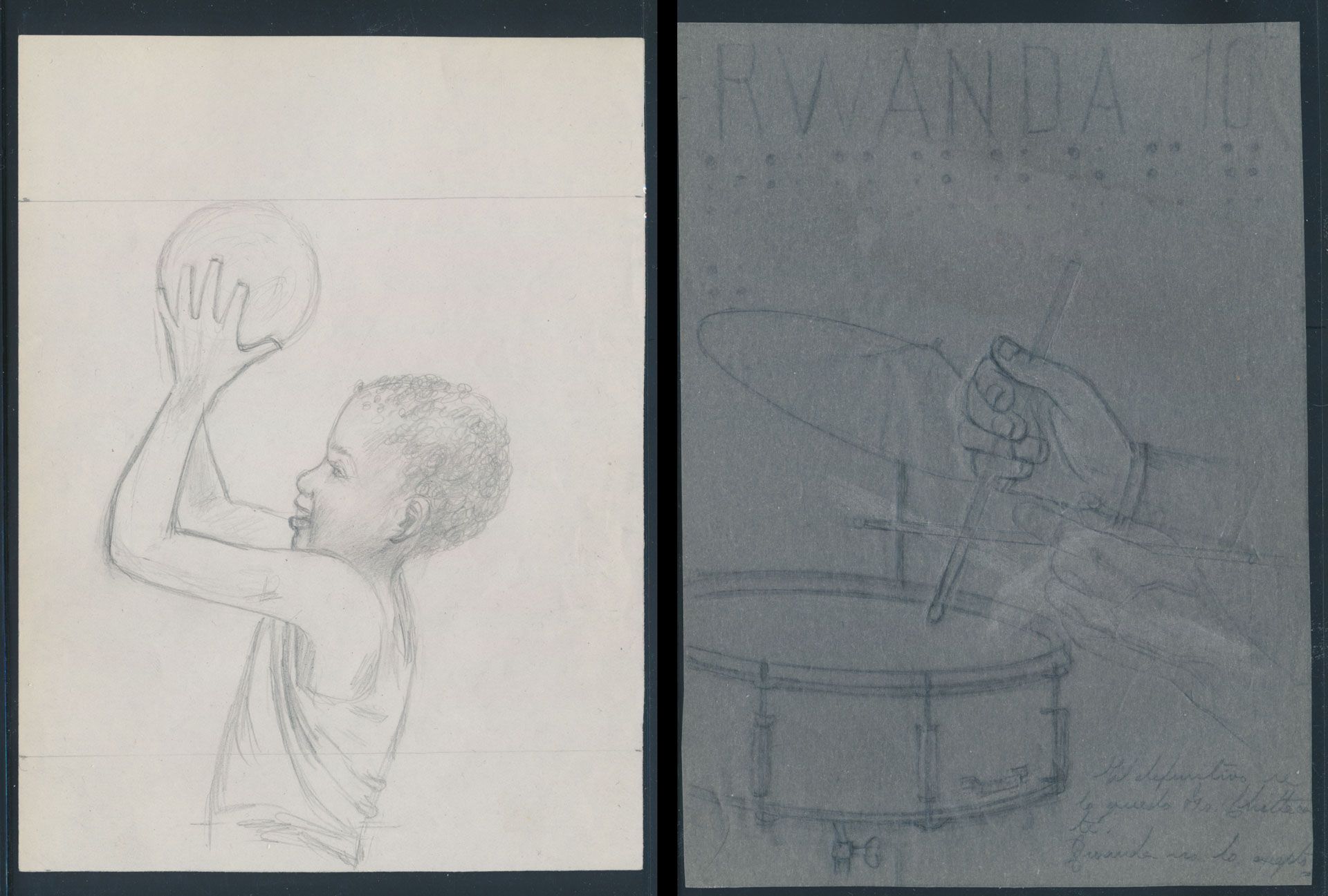 4 proofs with pencil of Rwanda stamps, probably not approved job, no guarantee, quality to be checked, to be checked